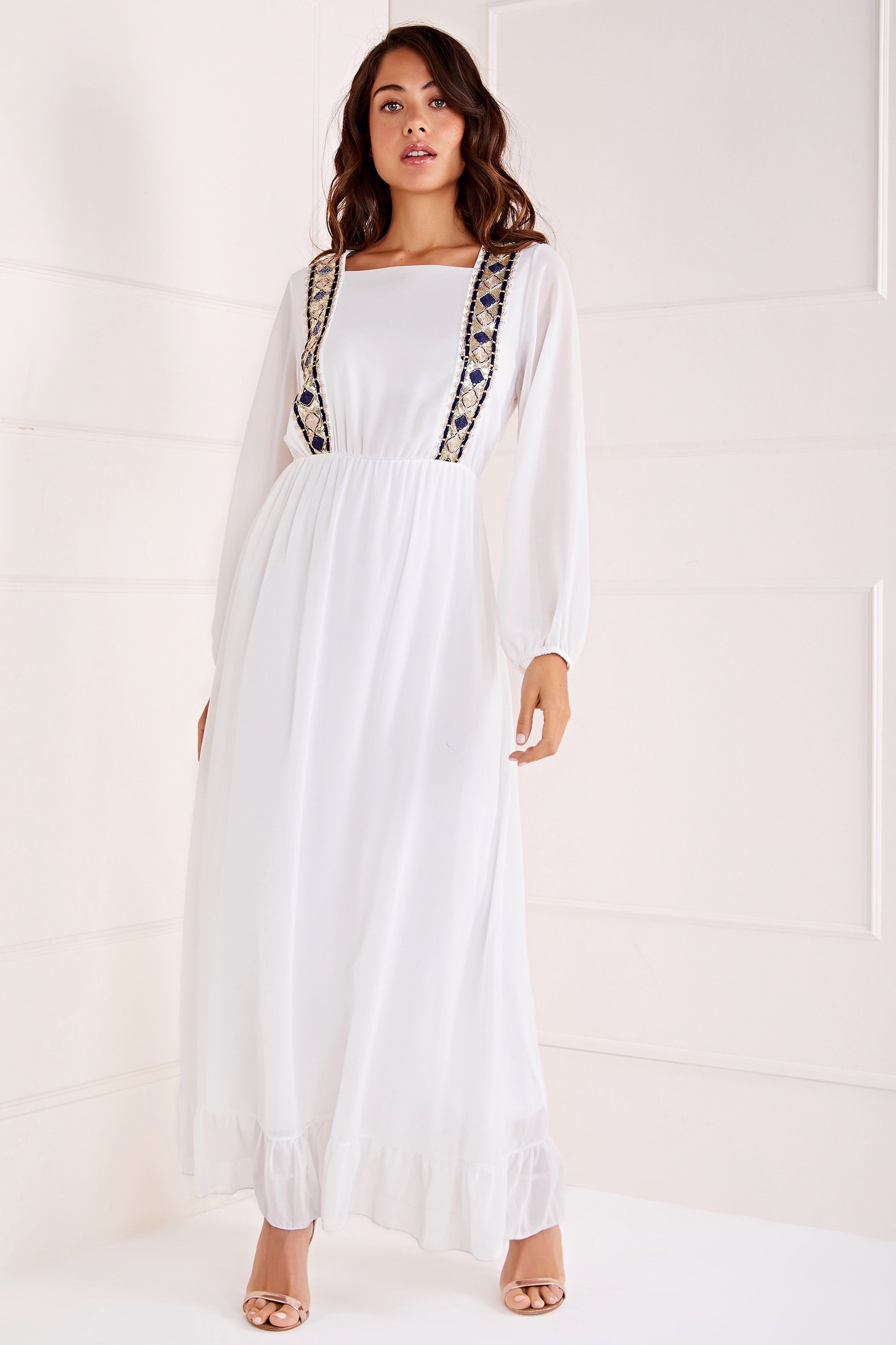 Yumi Embroidered Detail Maxi Dress