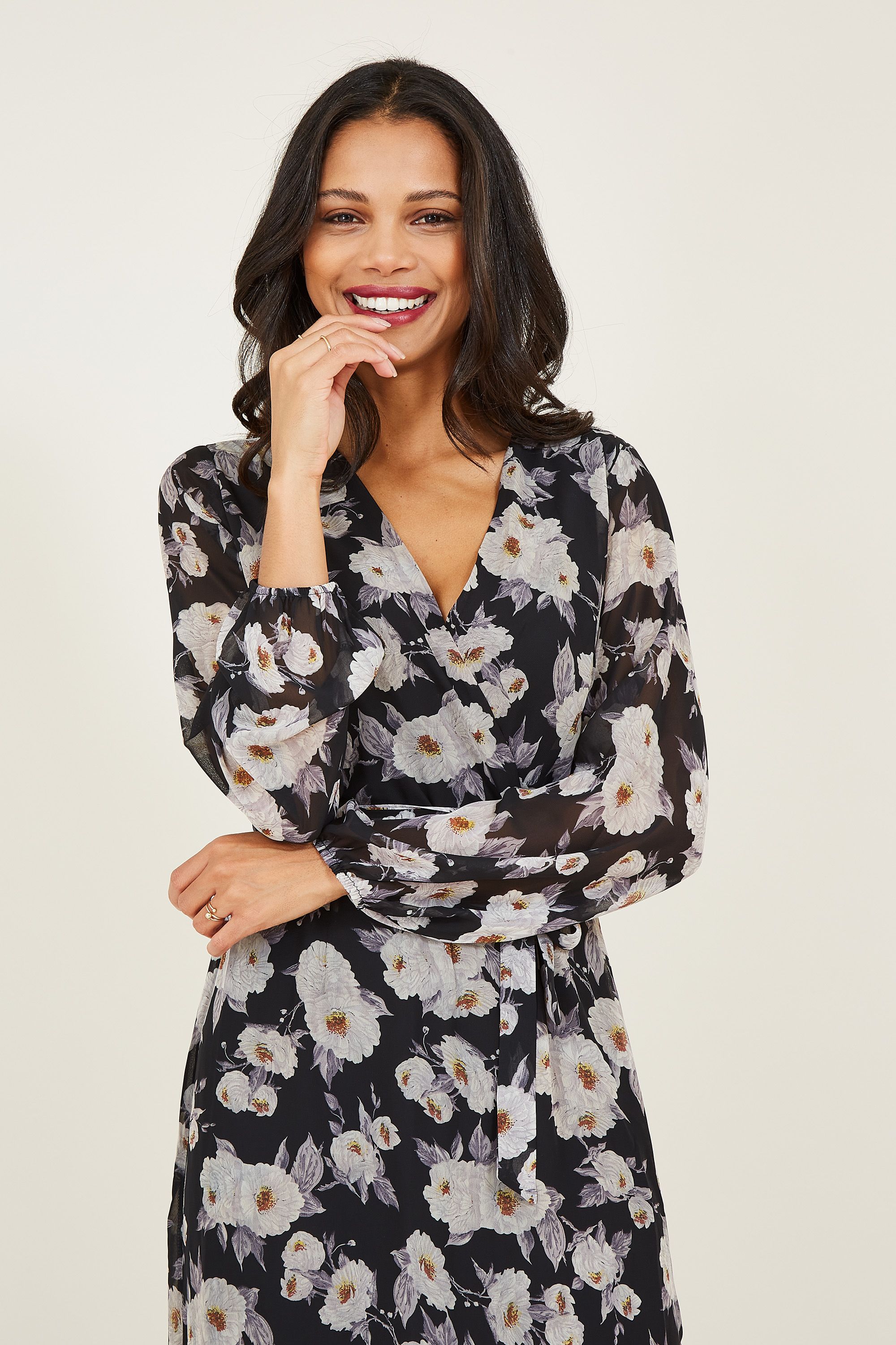 yumi ditsy floral wrap dress