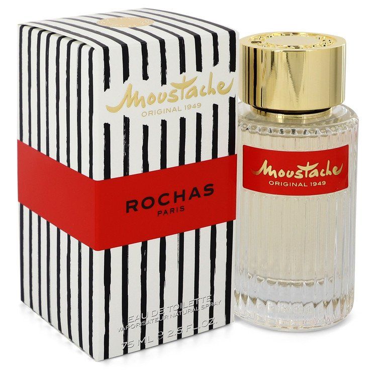 Moustache Cologne by Rochas, Launched by the design house of rochas in 1948, moustache is classified as a sharp, woody, mossy fragrance. This masculine scent possesses a blend of a woodsy scent of citrus with a powdery dry-down. It is recommended for casual wear.