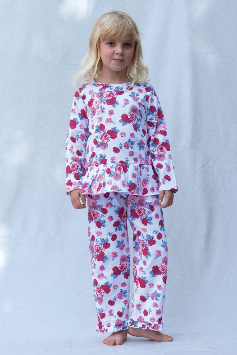 Girls' Peplum Rose Print Pyjamas
