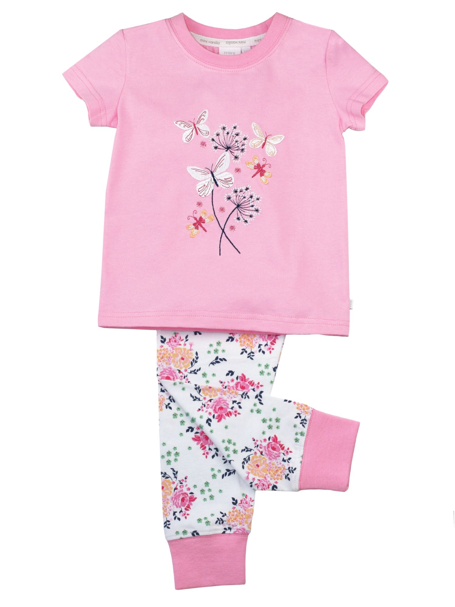 Girls' Skinny Fit Floral Cotton Pyjamas