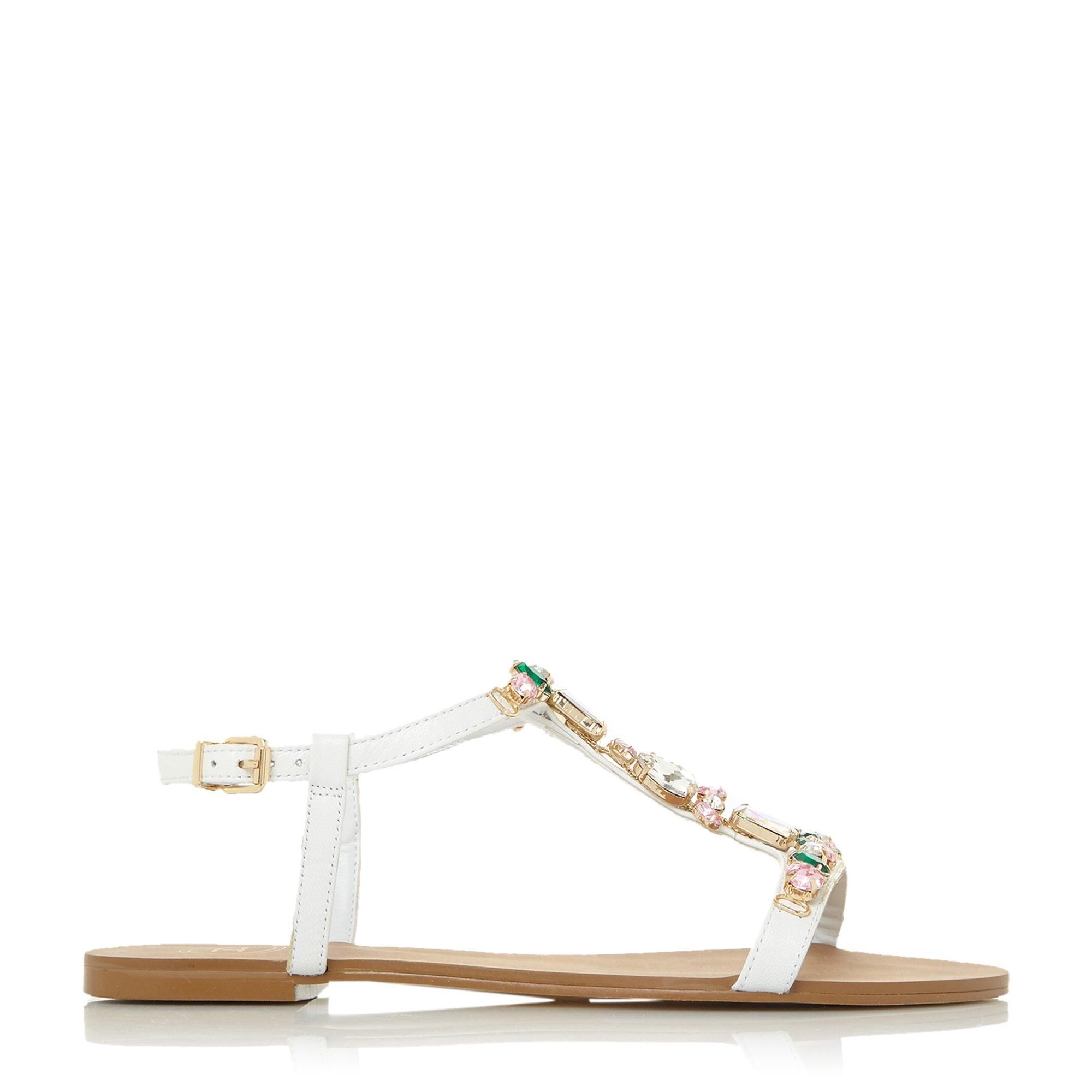 Complete your summer edits with the versatile Natally sandal by Dune. Secured with a gold-toned buckle fastening, it sits on a low block heel. The exquisite stone accents add a sparkling finish and a hint of glamour.