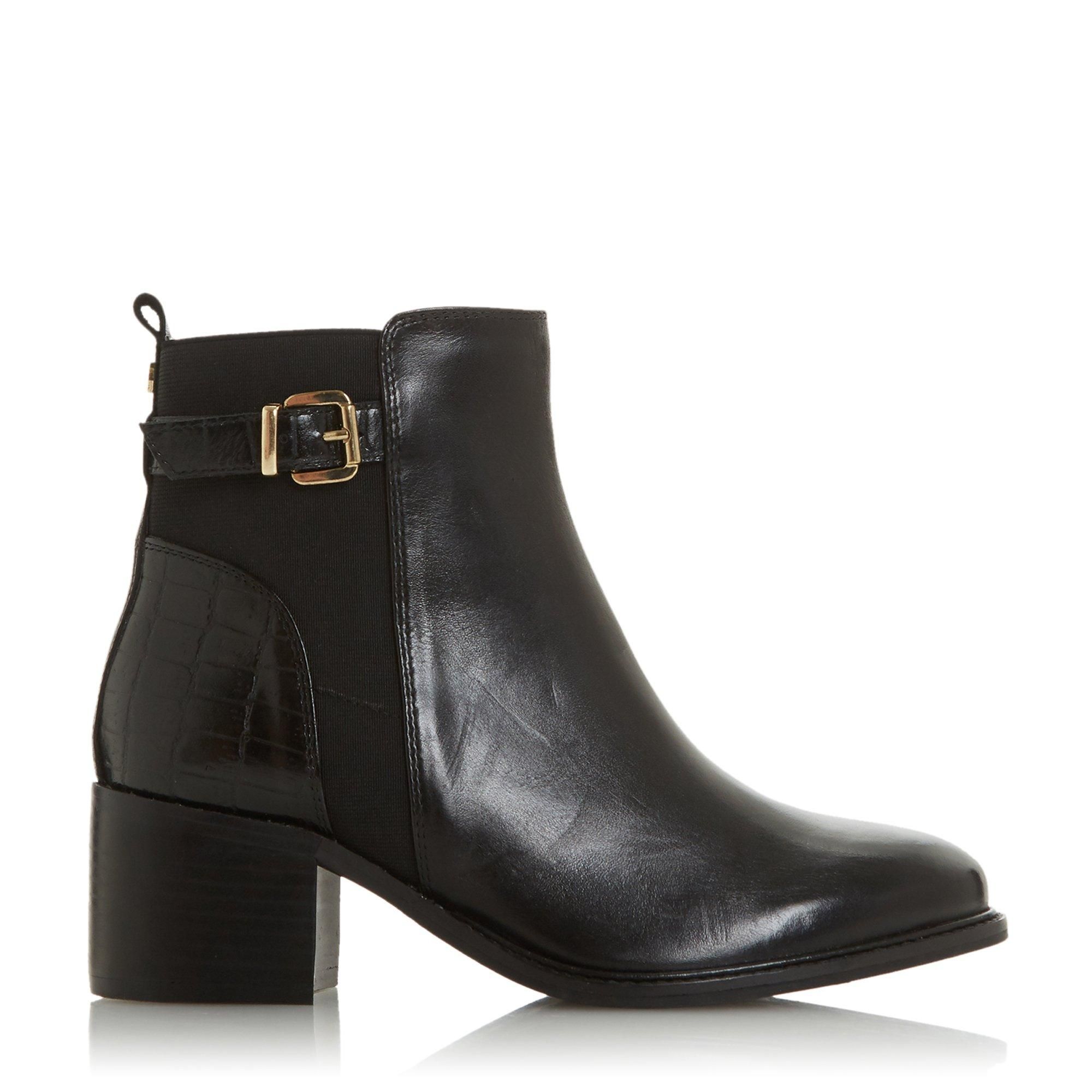 Dune Ladies POETIC Buckle Block Heel Ankle Boots