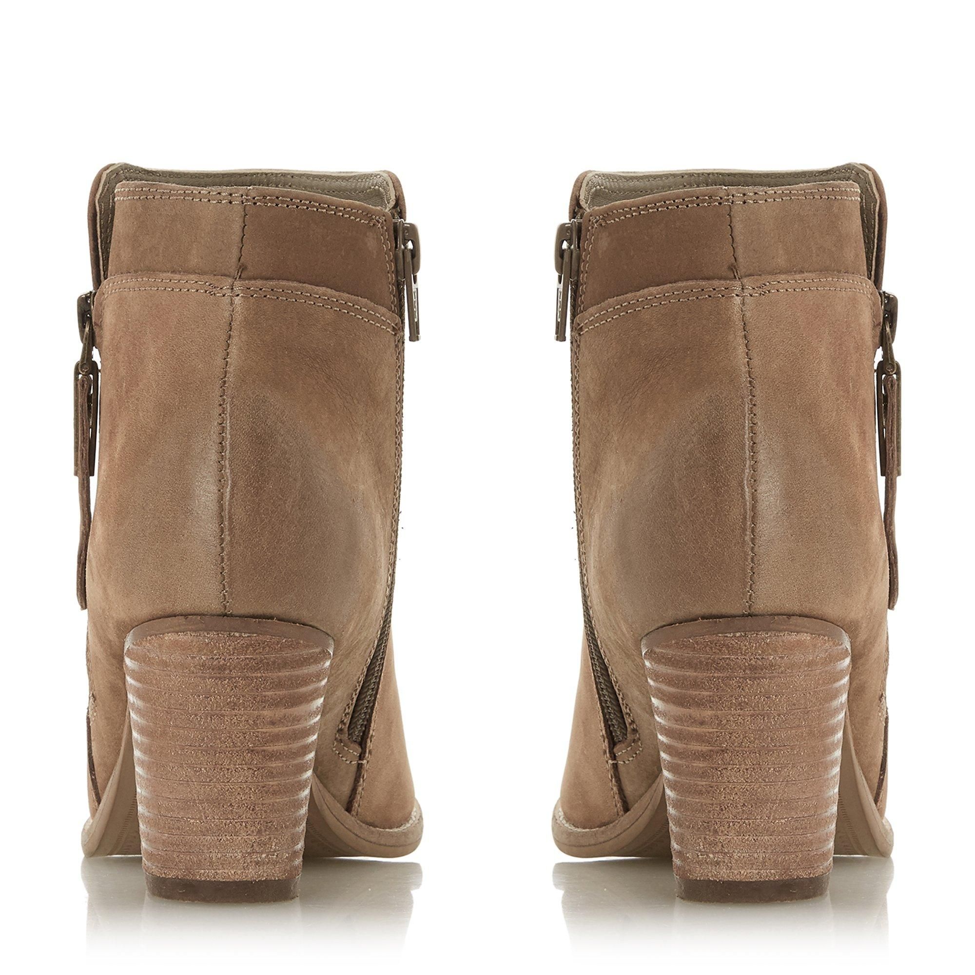 dune pontoon stacked heel ankle boots