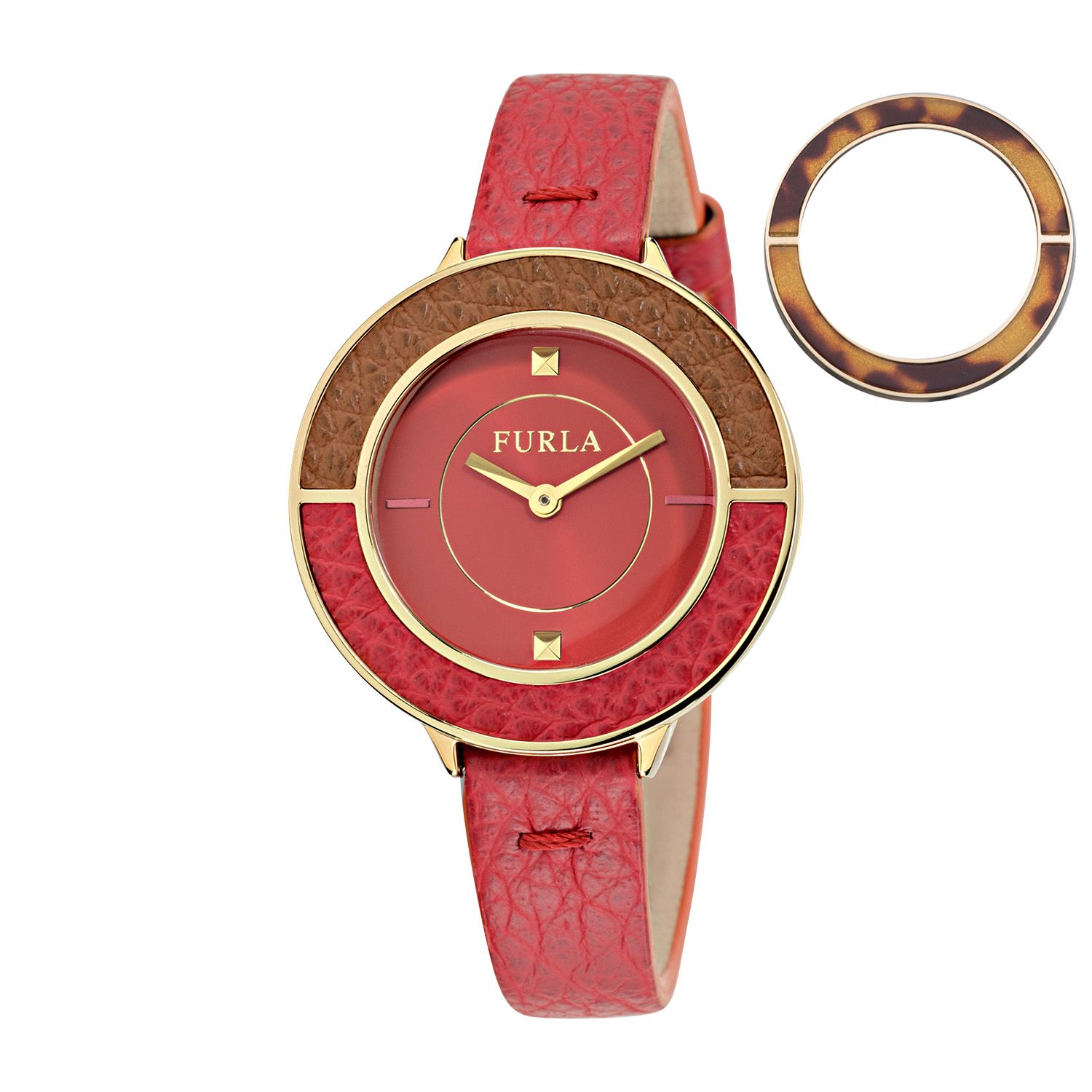 Furla Women's 34mm Club Leather Watch, Red