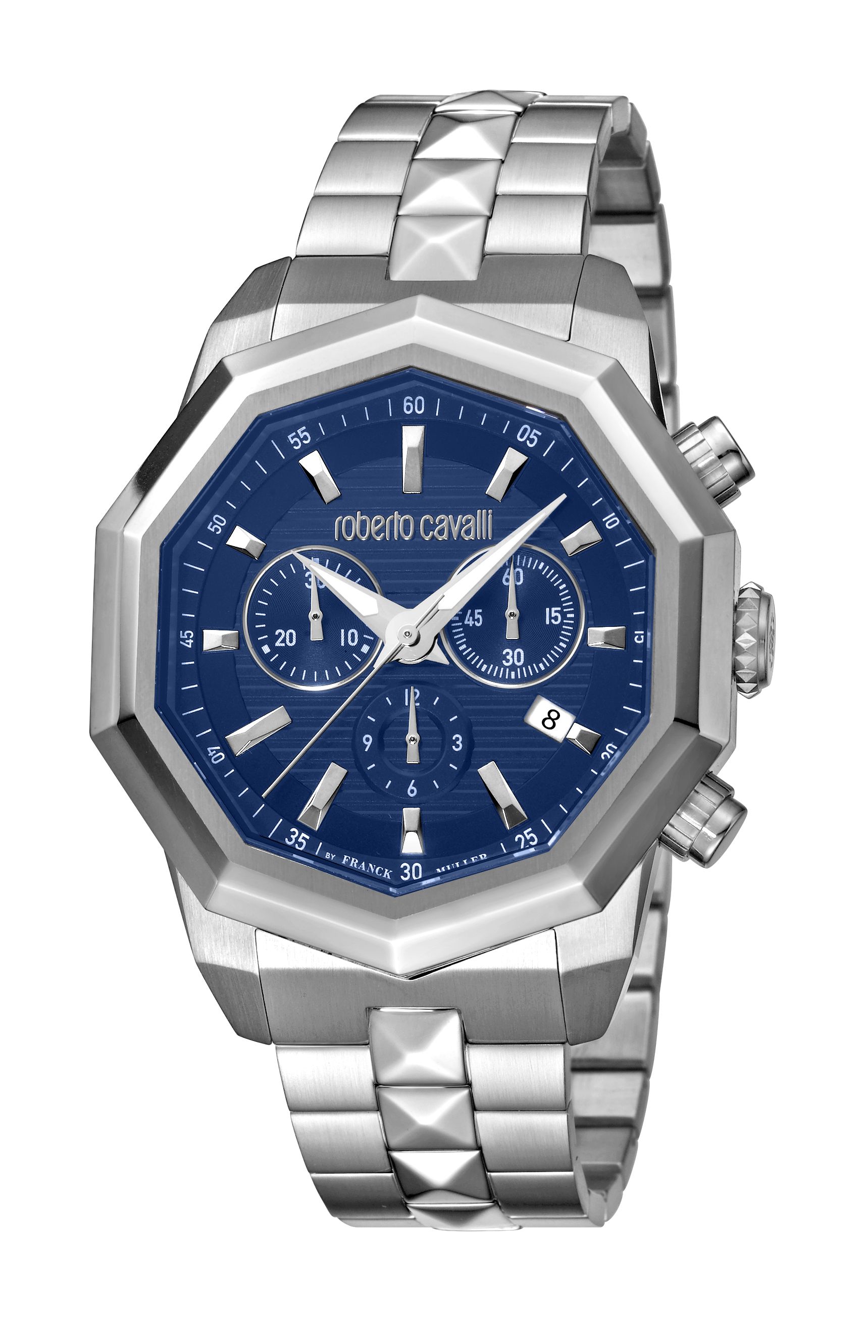 Roberto Cavalli Men's Dark blue Dial Stainless Steel Watch