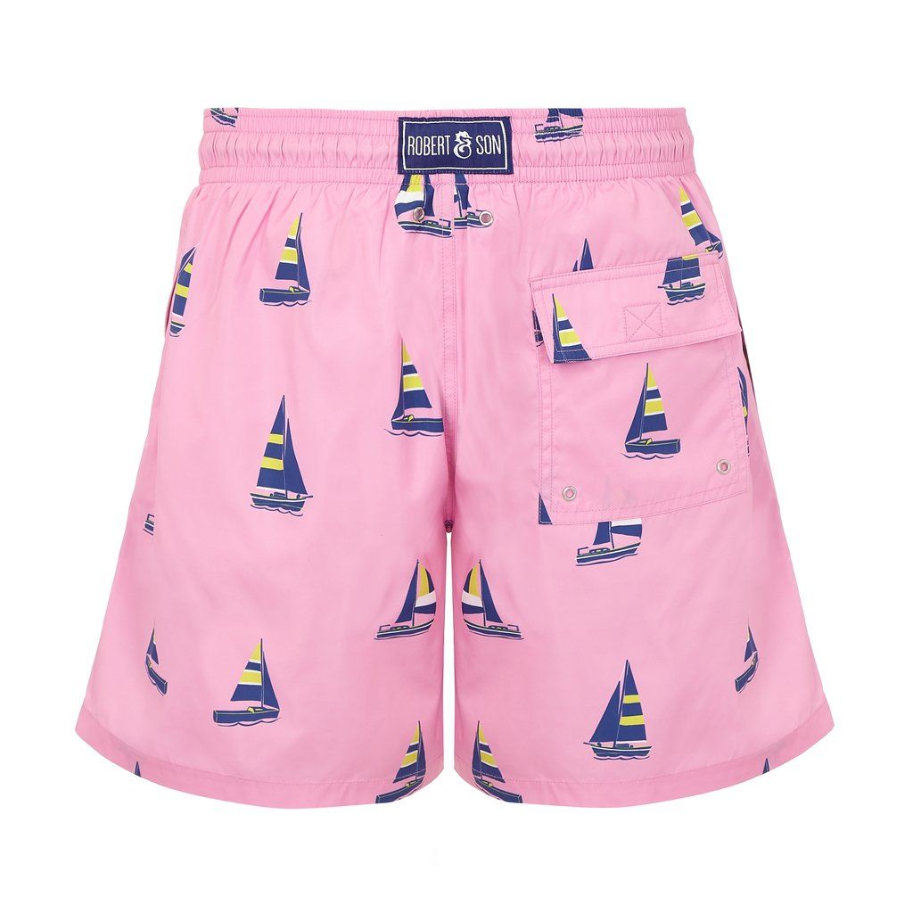 Men's Pink Sailing Boat Swim Shorts