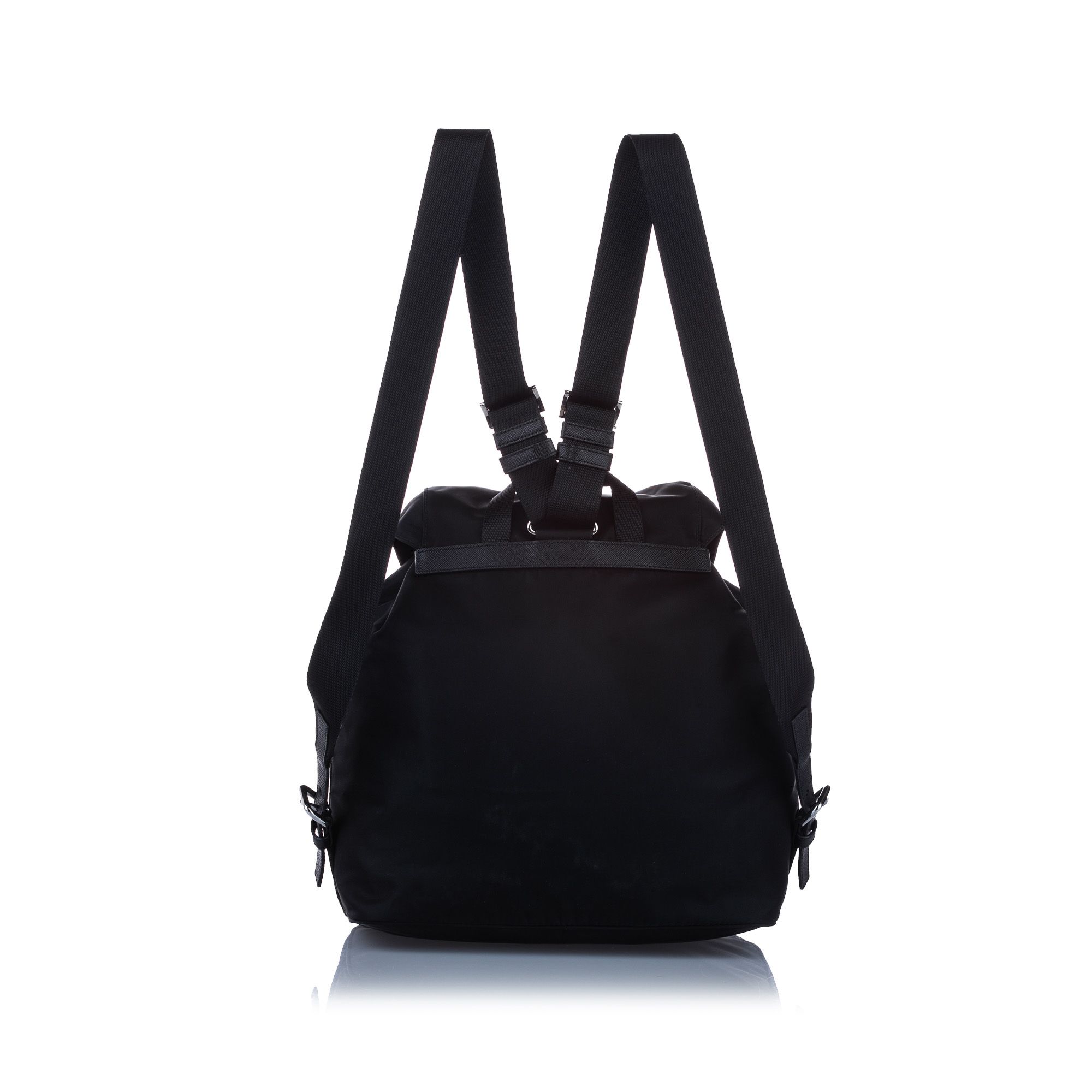 Vintage Prada Tessuto Drawstring Backpack Black