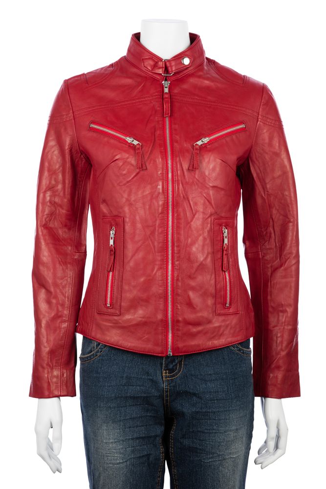 Ladies red biker jacket