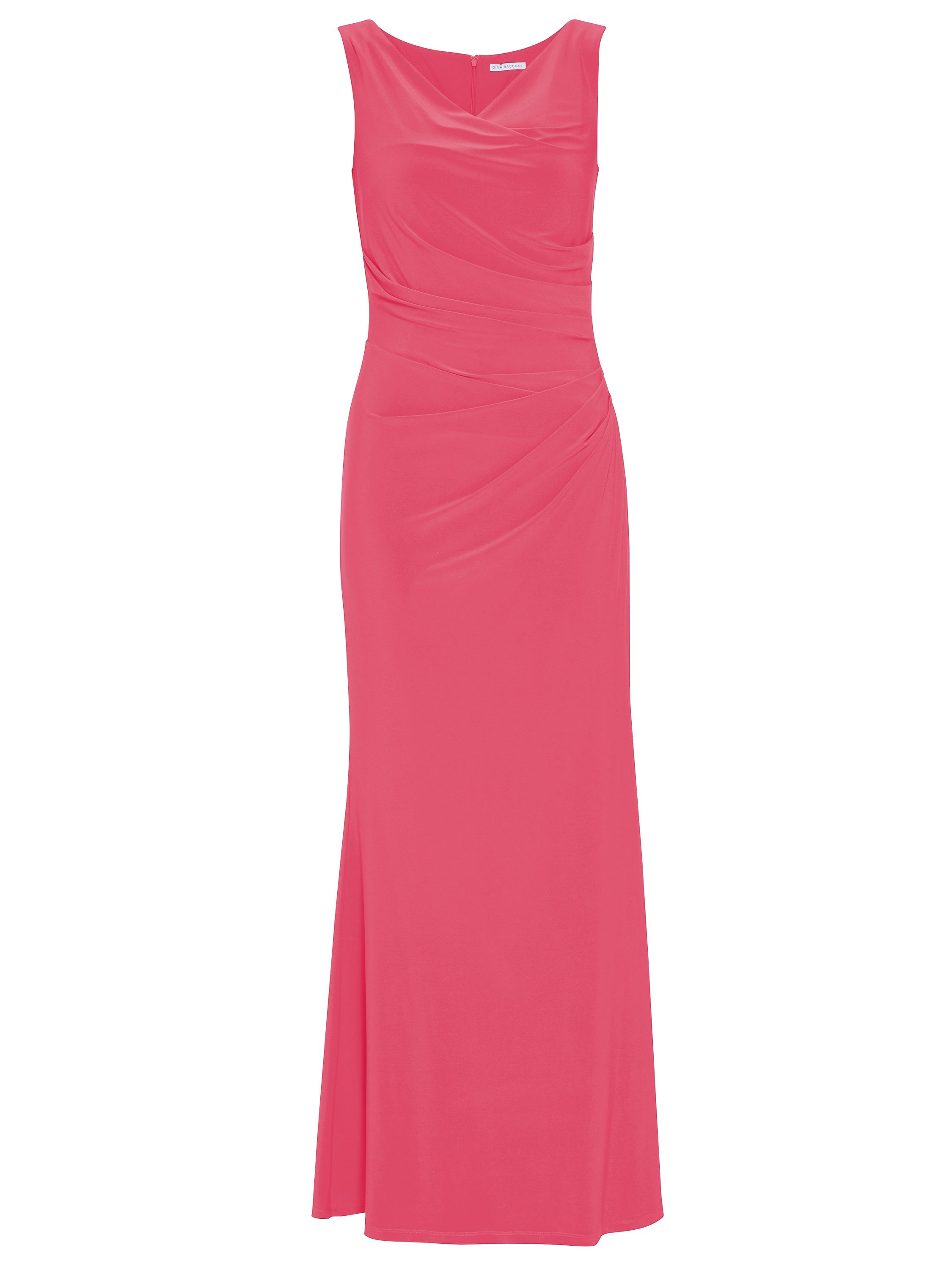 This maxi dress by Gina Bacconi is a showstopper of a piece. This piece is fashioned from a luxuriously soft jersey fabric which gracefully wraps over the bodice and ruches at the side of the waist. The asymmetric drape of the dress offers you a flawless silhouette. This dress is fully lined for extra comfort and fastens using a concealed centre back zip.