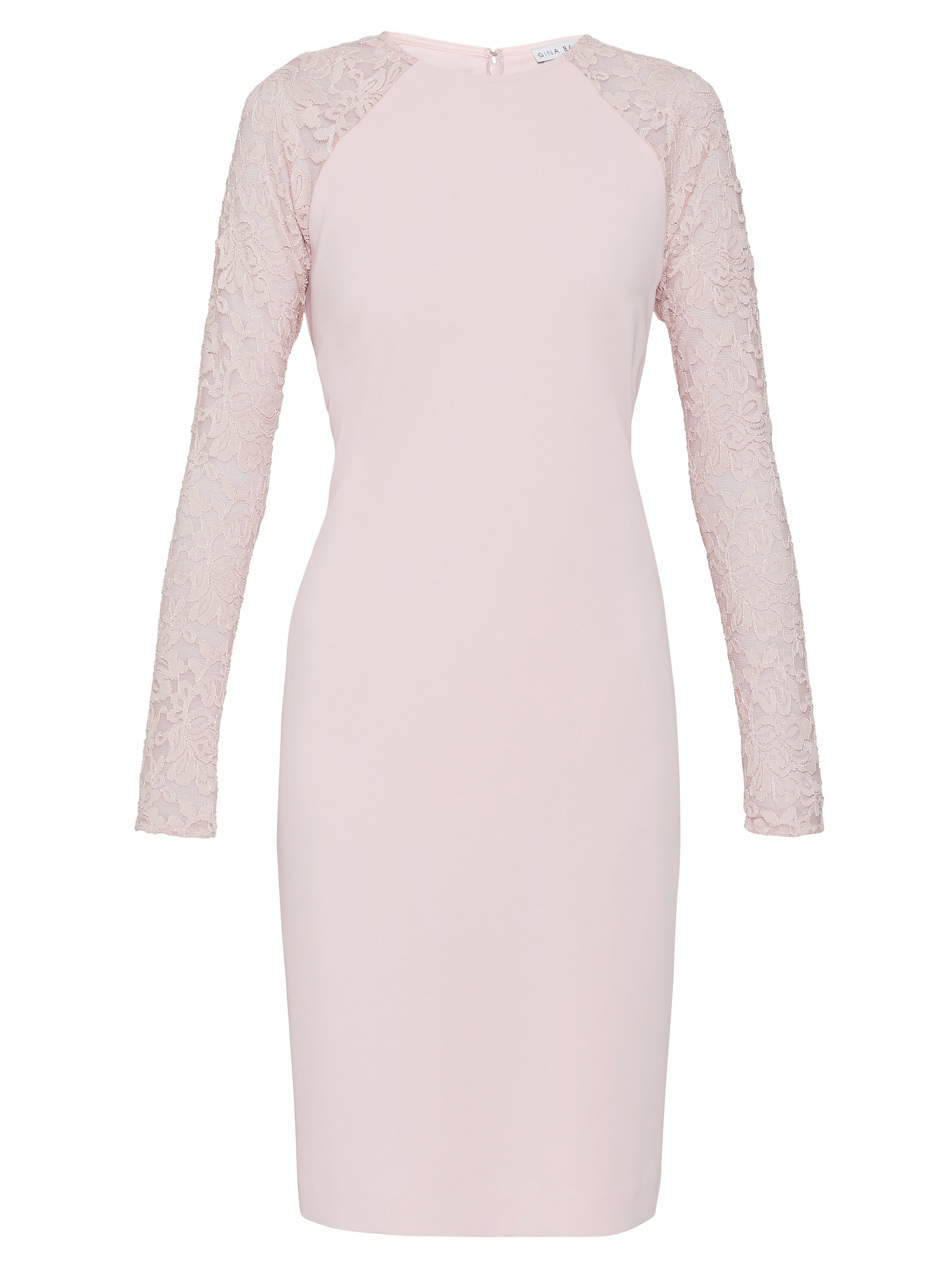 Gina Bacconi presents its stunning crepe and lace dress. This perfect occasionwear piece is comprised of a classic shift dress with sheer dainty floral lace sleeves. This beautiful dress is perfect for a summer party or special occasion. The dress is partially lined and fastens using a concealed back zip.