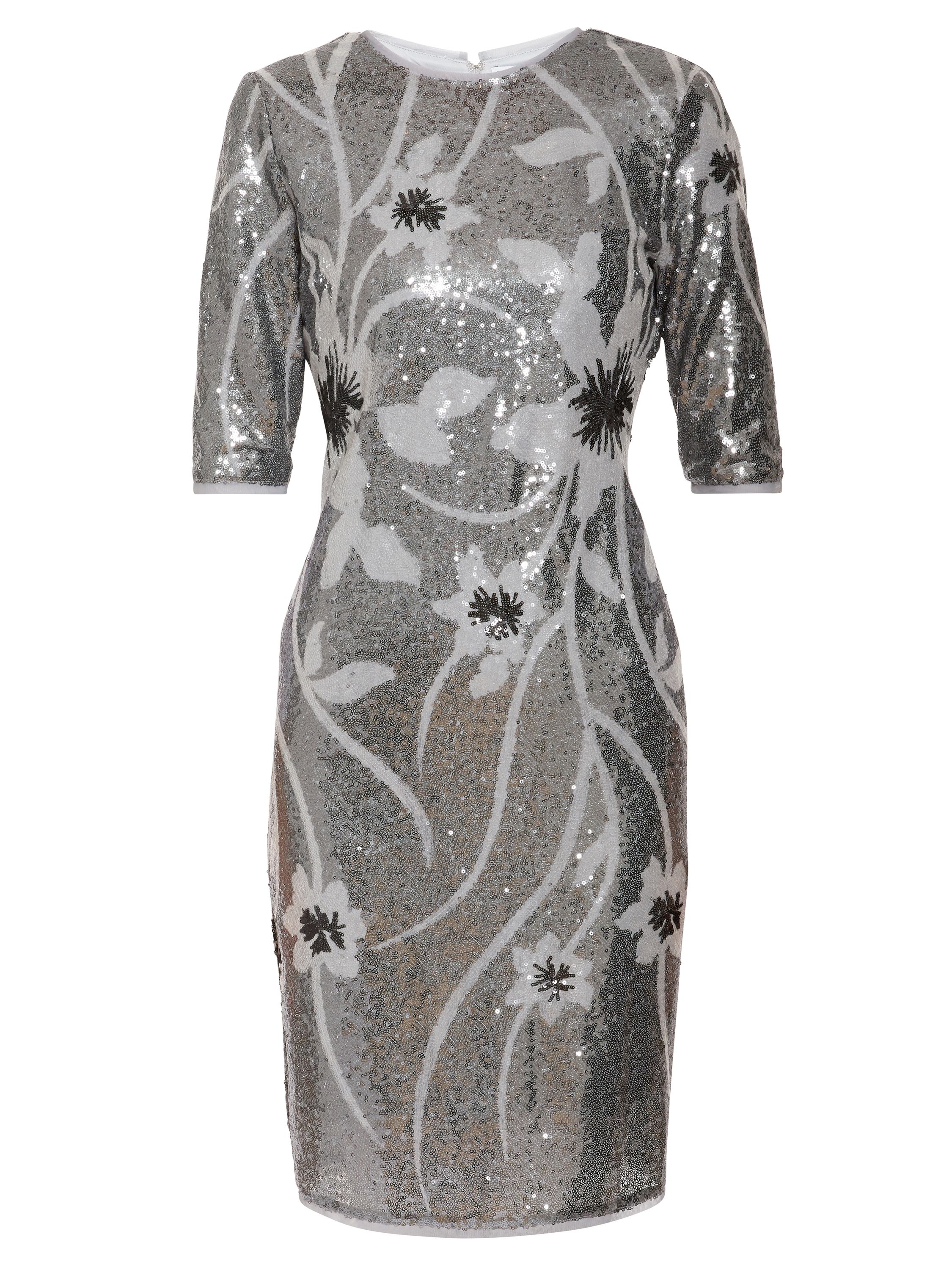 Gina Bacconi Joetta Sequin Dress in Grey
