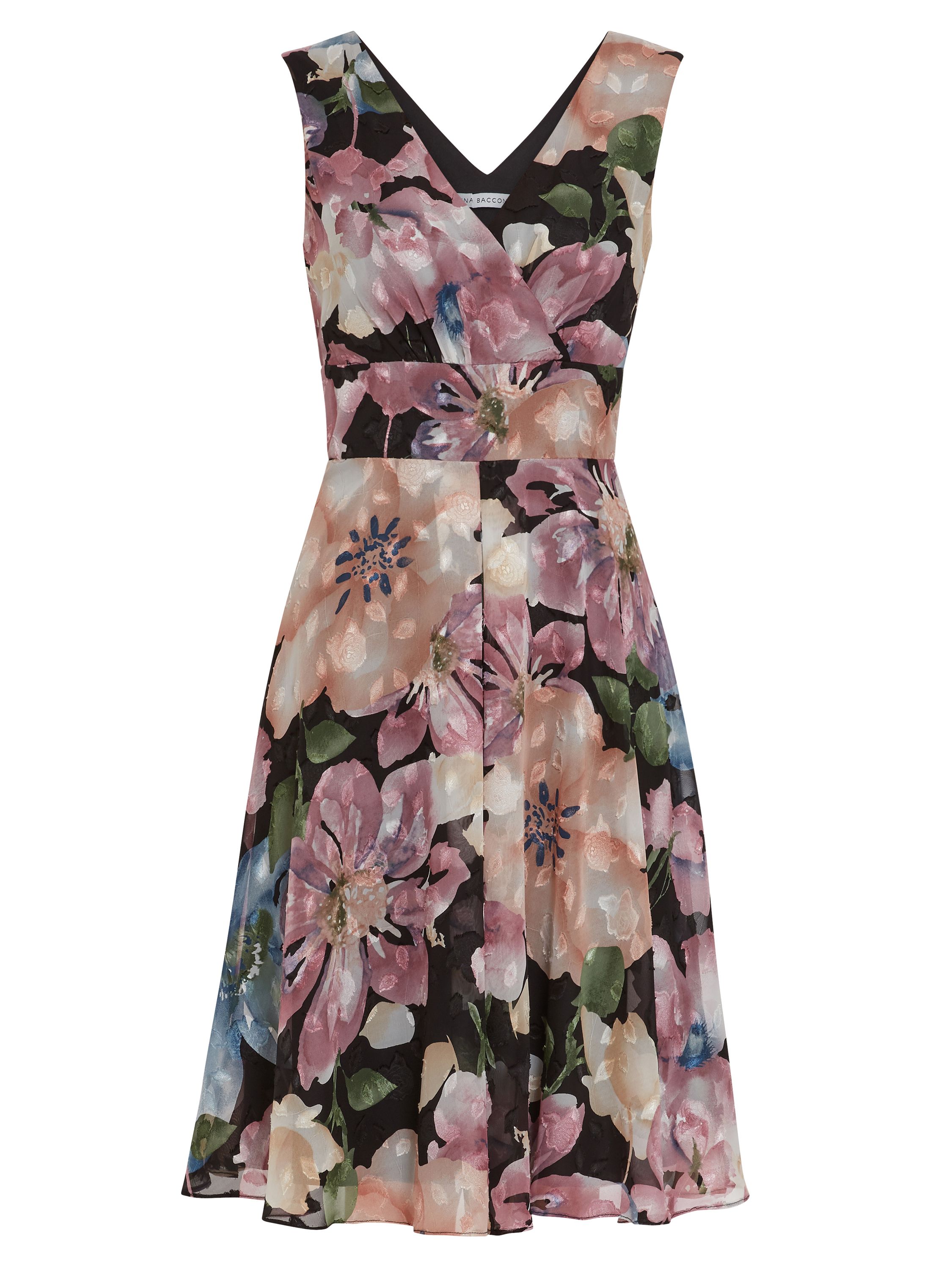 Gina Bacconi Camellia Floral Dress in Black