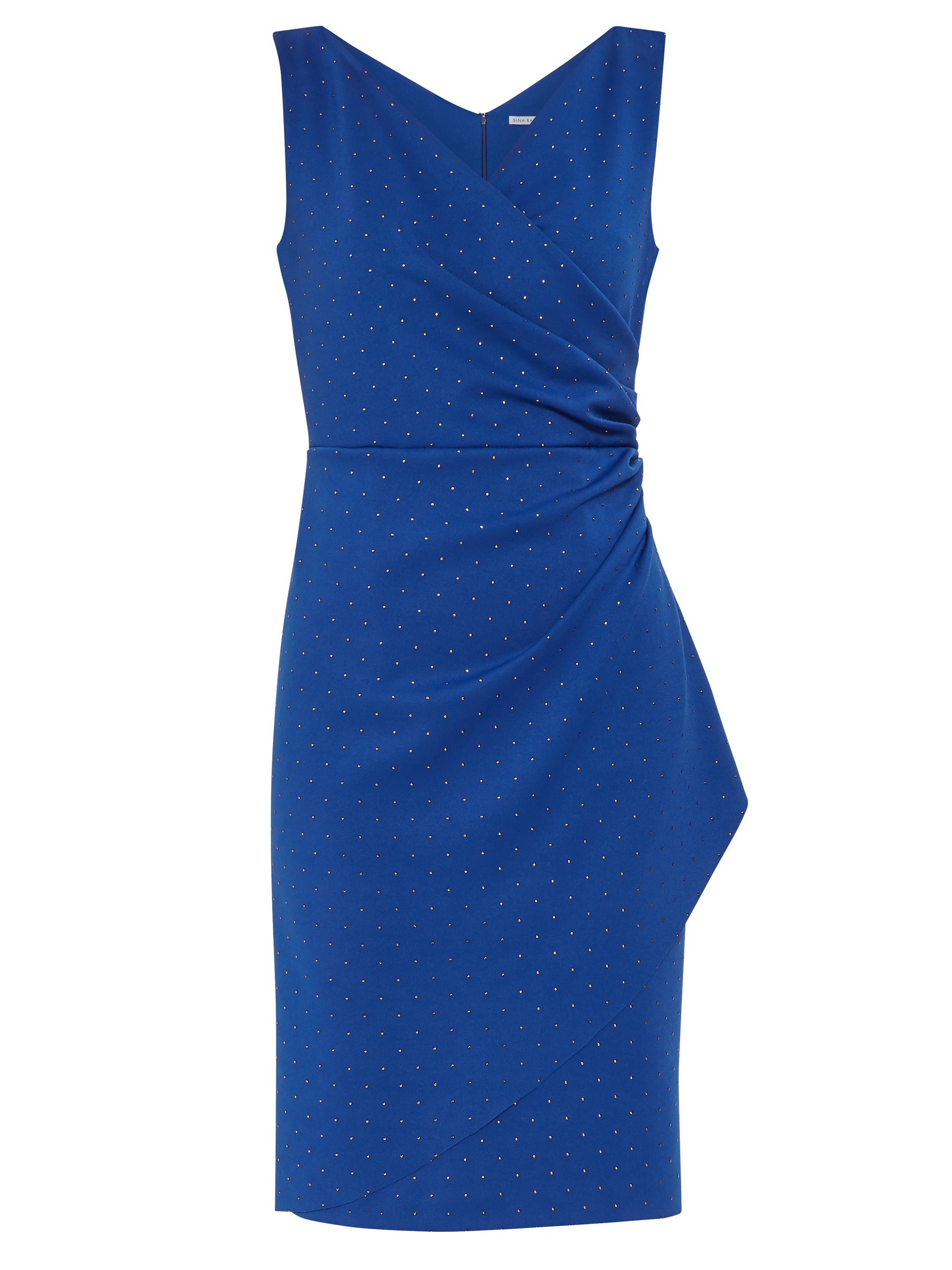 Feel gorgeous in this elegant stretch stud scuba dress by Gina Bacconi. A wrap style dress with split hem makes for a classic and flattering silhouette. Also featuring a ruched waist, finished with sultry deep v neck. The lightweight stretch scuba is perfect for evening and occasion.