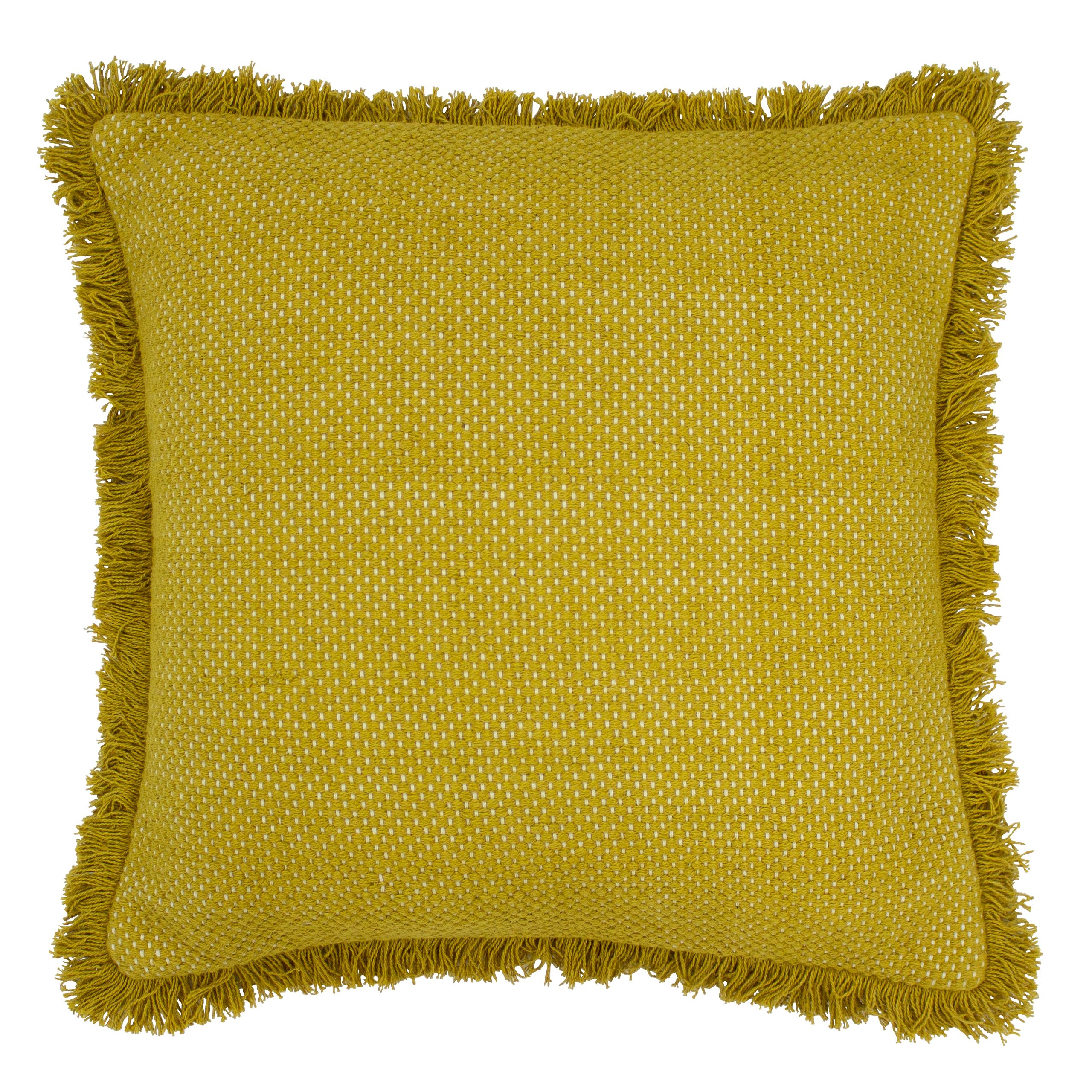 Wanting to uplift your living spaces? Add this textured fringe trimmed cushion to any contemporary or modern home for that perfect eye-catching look. Complete with twill woven stitching and a soft cotton fringe edge, this design will be a fabulous addition when moving into a spring interior for a refreshed look.
