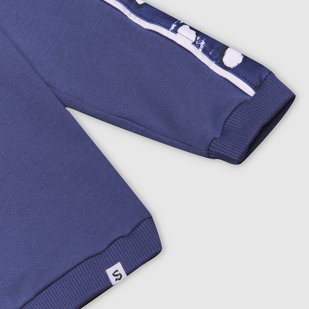 Classic crew neck sweatshirt in cobalt blue featuring our bespoke painted dot print as a subtle panel detail down the sides. Finished with ribbed trims at neck, cuff and hem with comfy brushed fleece interior. 