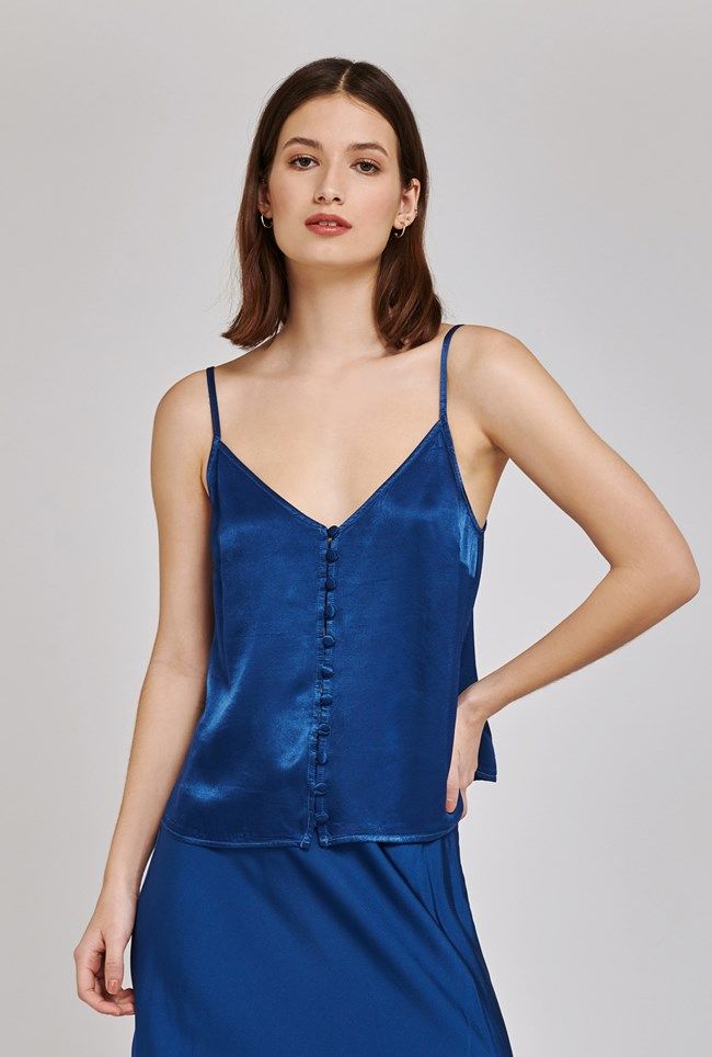 Melly Airforce Blue Satin Cami