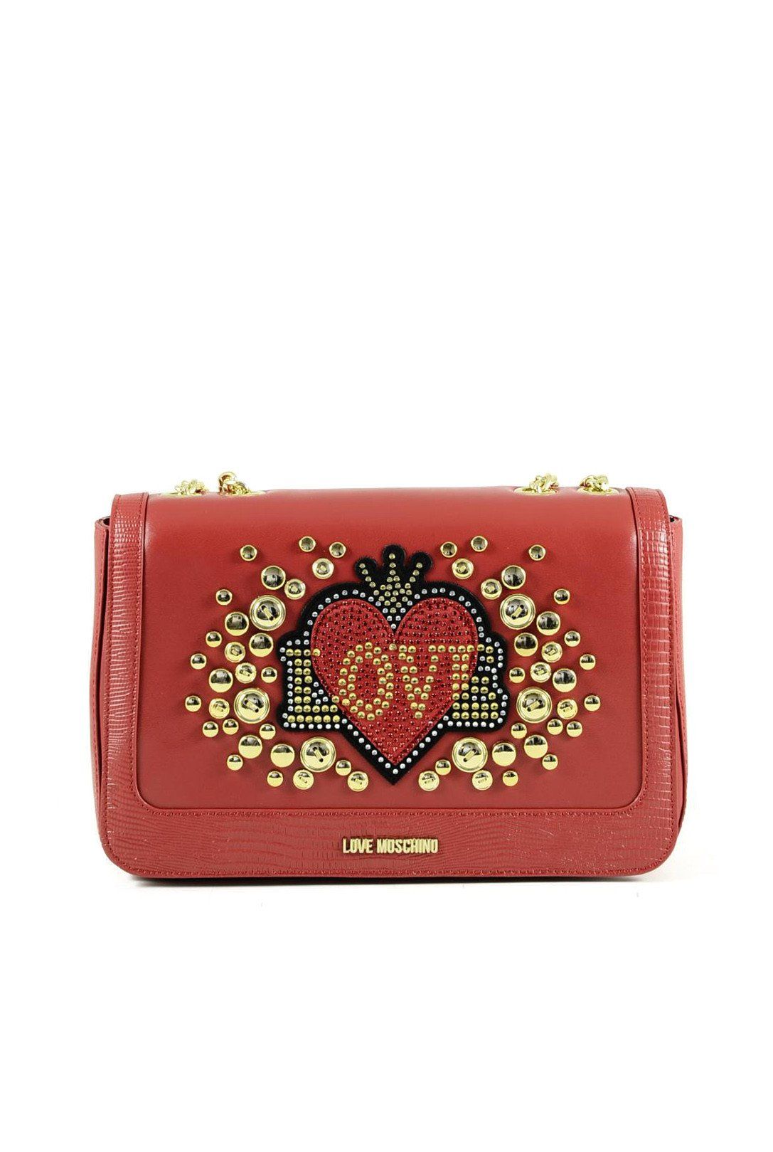 <b>Brand:</b> Love Moschino<br><b>Gender:</b> Women<br><b>Type:</b> Bags<br><b>Season:</b> Fall/Winter<br><br><b>PRODUCT DETAIL</b><br>• <b>Color:</b> red<br>• <b>Pattern:</b> print<br>• <b>Fastening:</b> with clip <br>• <b>Details:</b> -shoulder bags <br><br><b>COMPOSITION AND MATERIAL</b><br>• <b>Composition:</b> -100% polyurethane