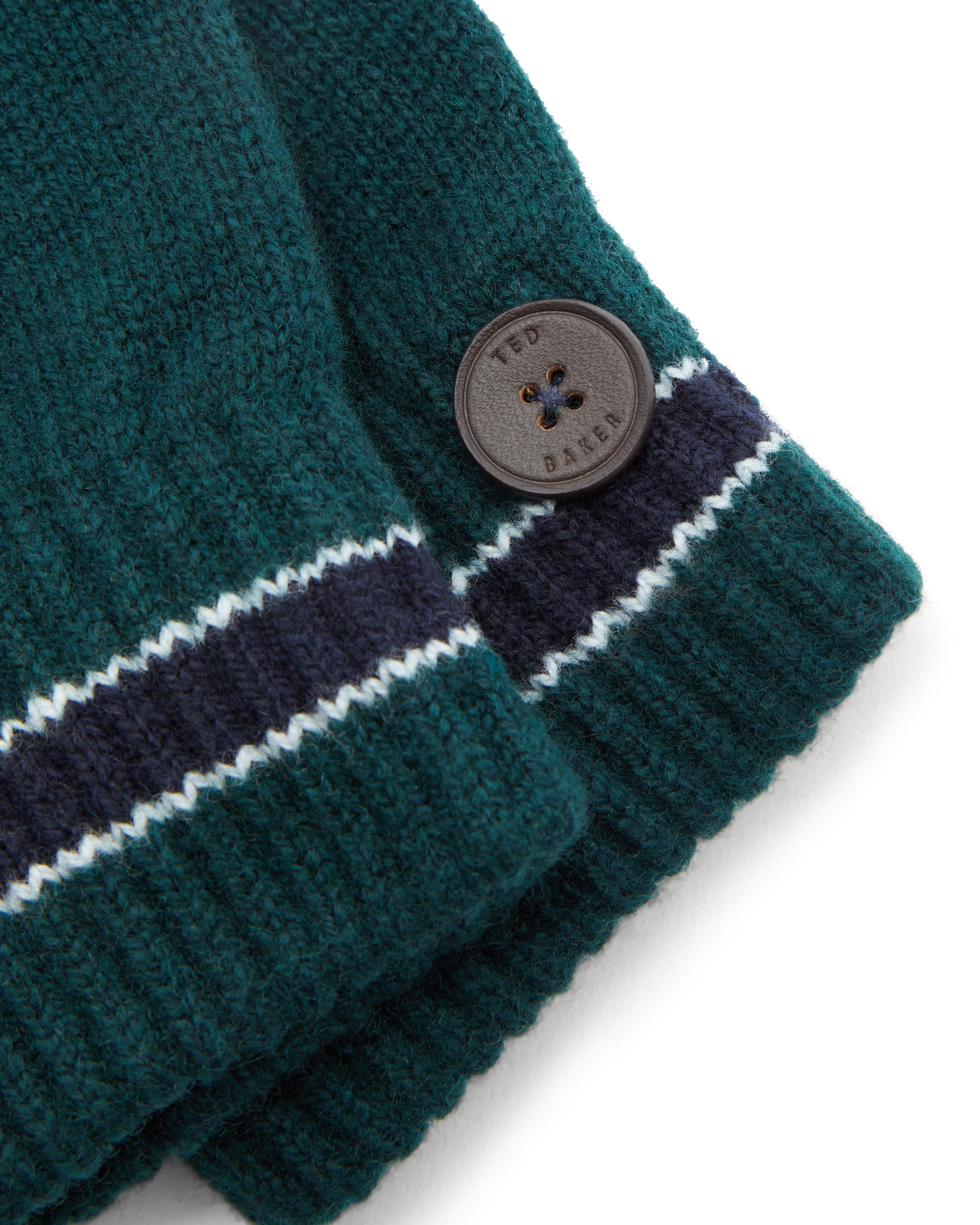 Ted Baker Pairs Stripe Cuff Knitted Gloves, Teal Blue