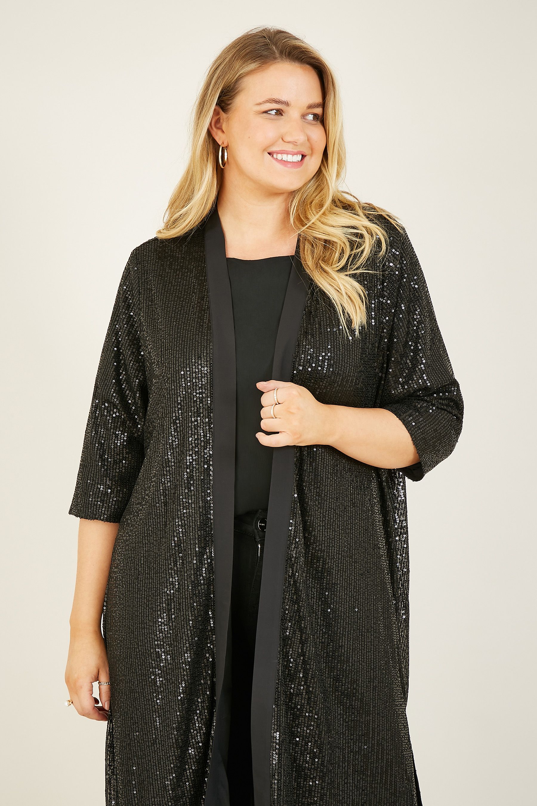 black sequin kimono dress