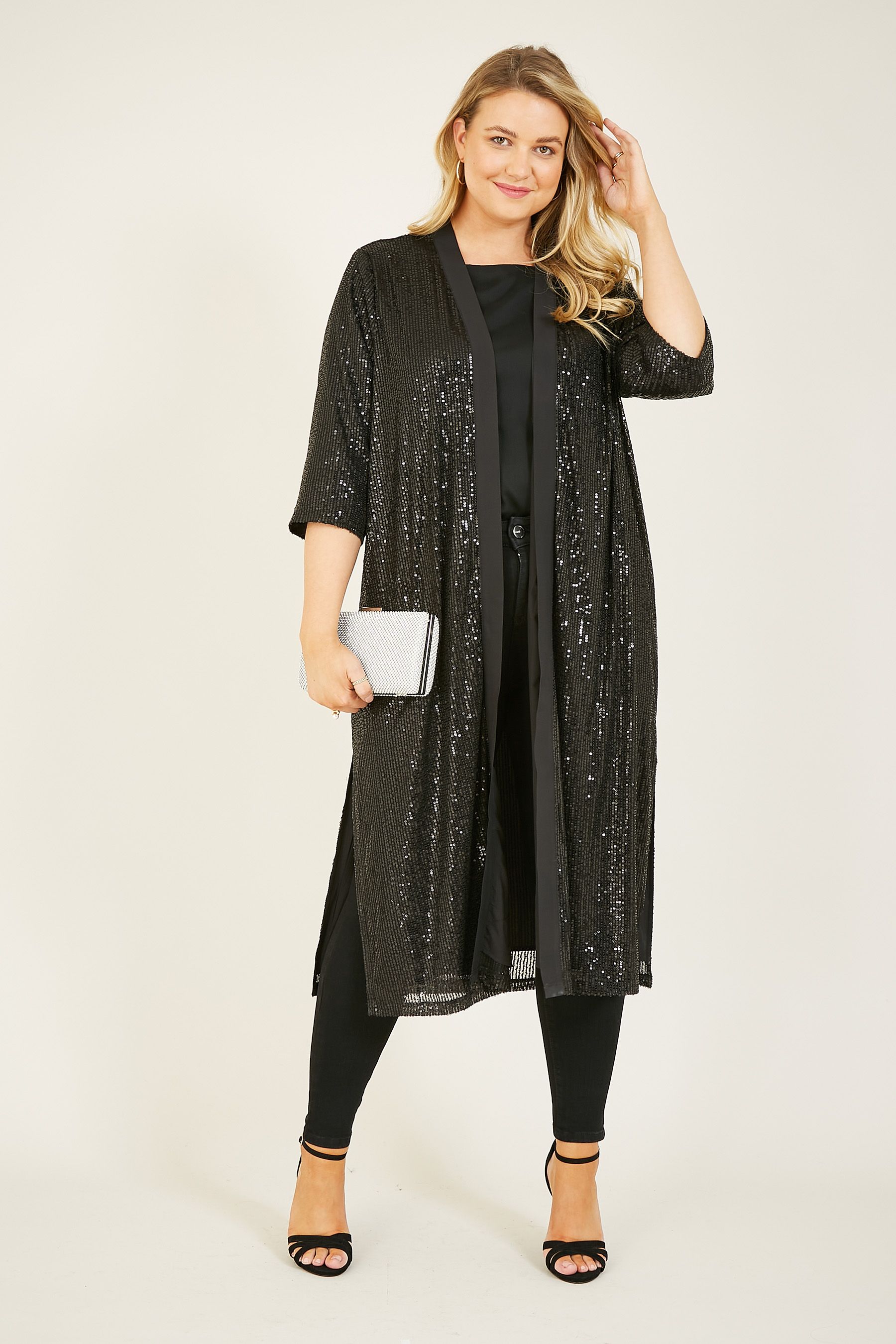 black sequin kimono dress