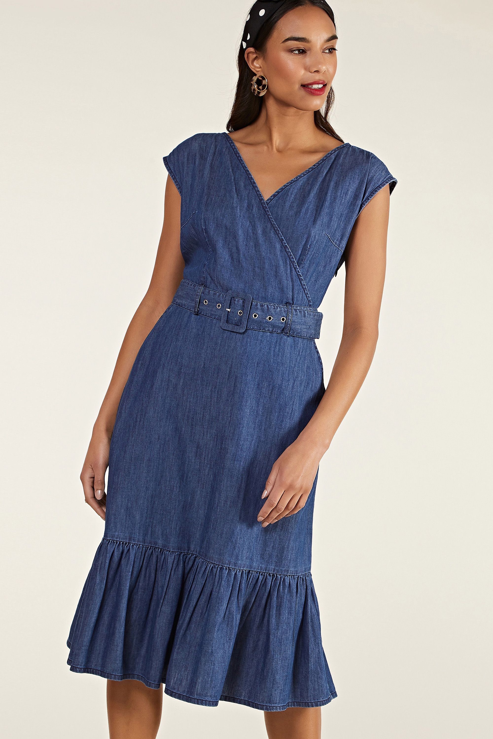 blue jean wrap dress