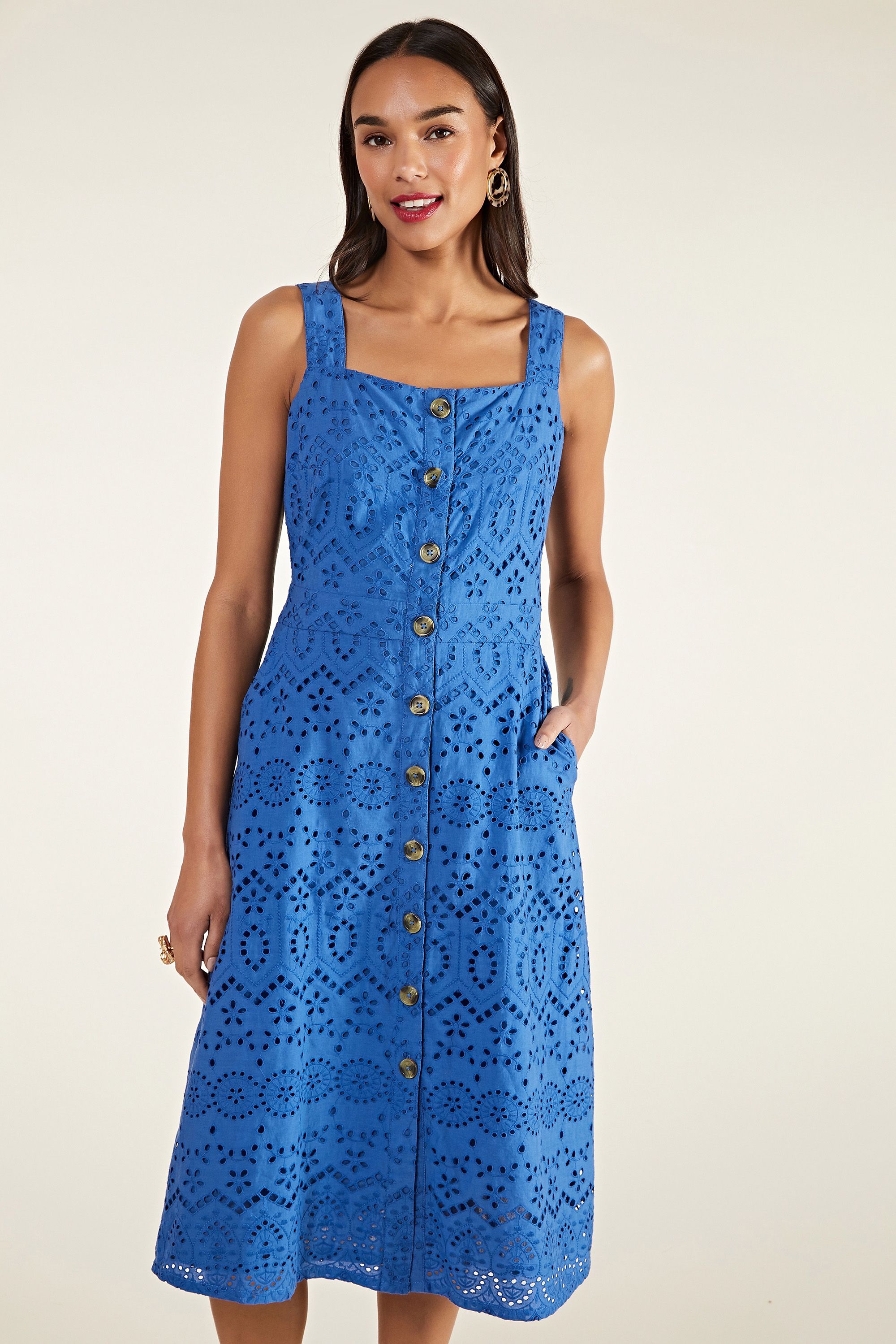 Patterned Broderie Anglaise Dress With B