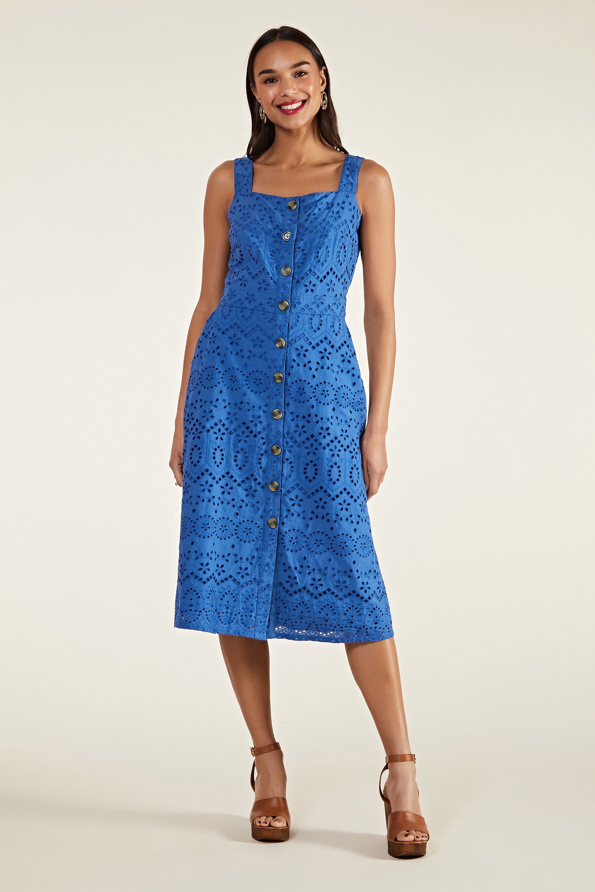 Patterned Broderie Anglaise Dress With B