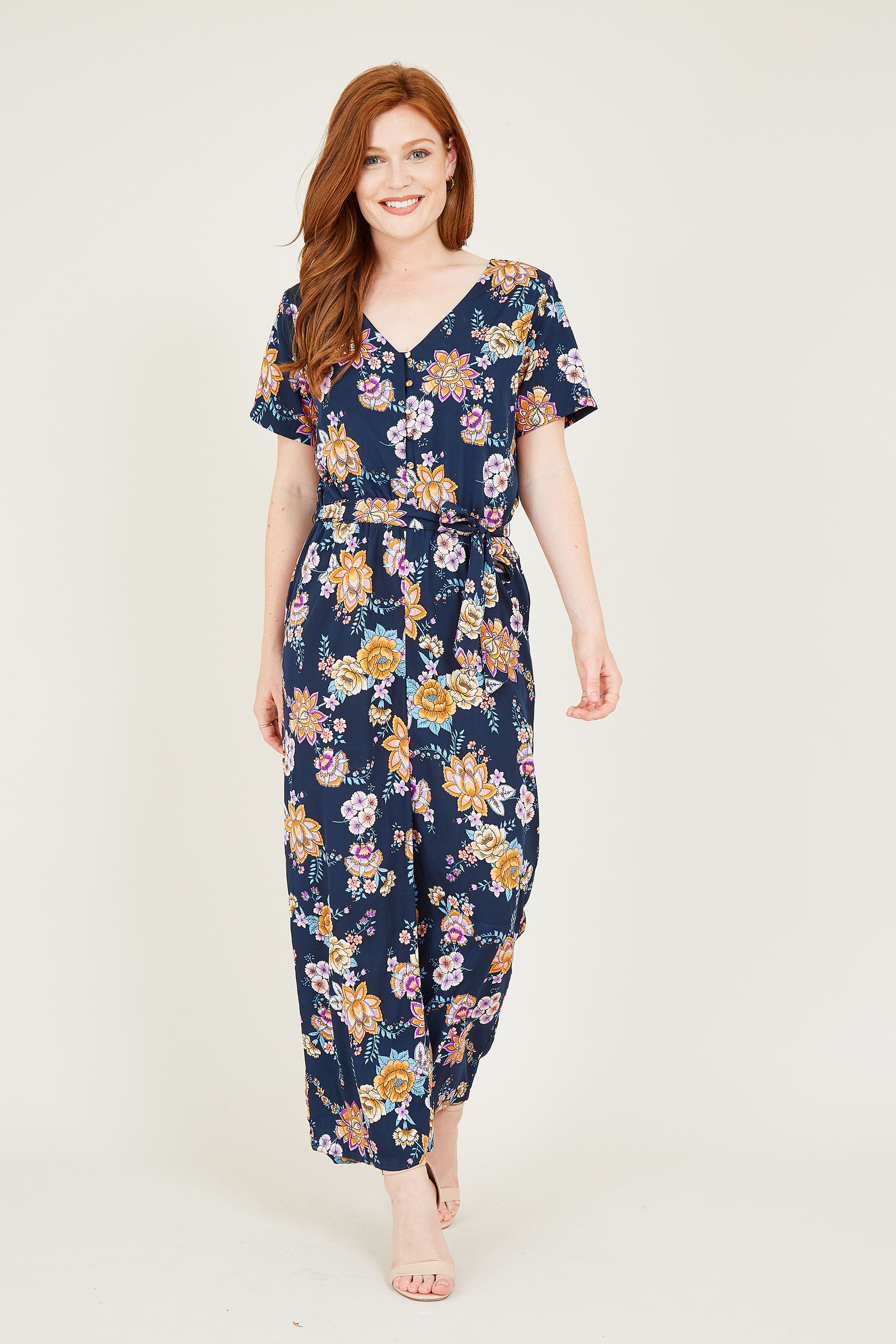 Black Ethnic Floral Print Jumpsuit