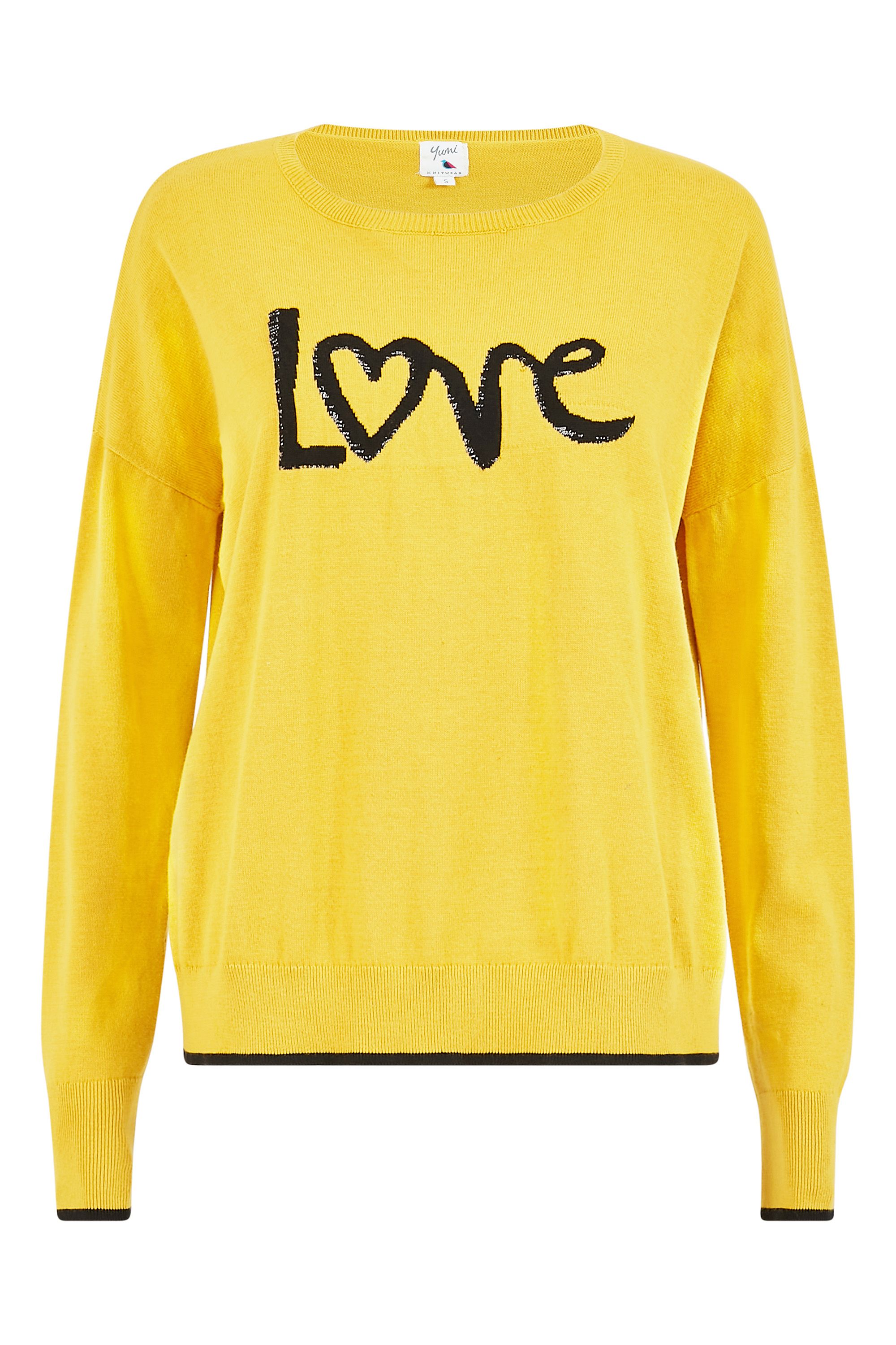 Yumi Mustard Knitted Love Jumper