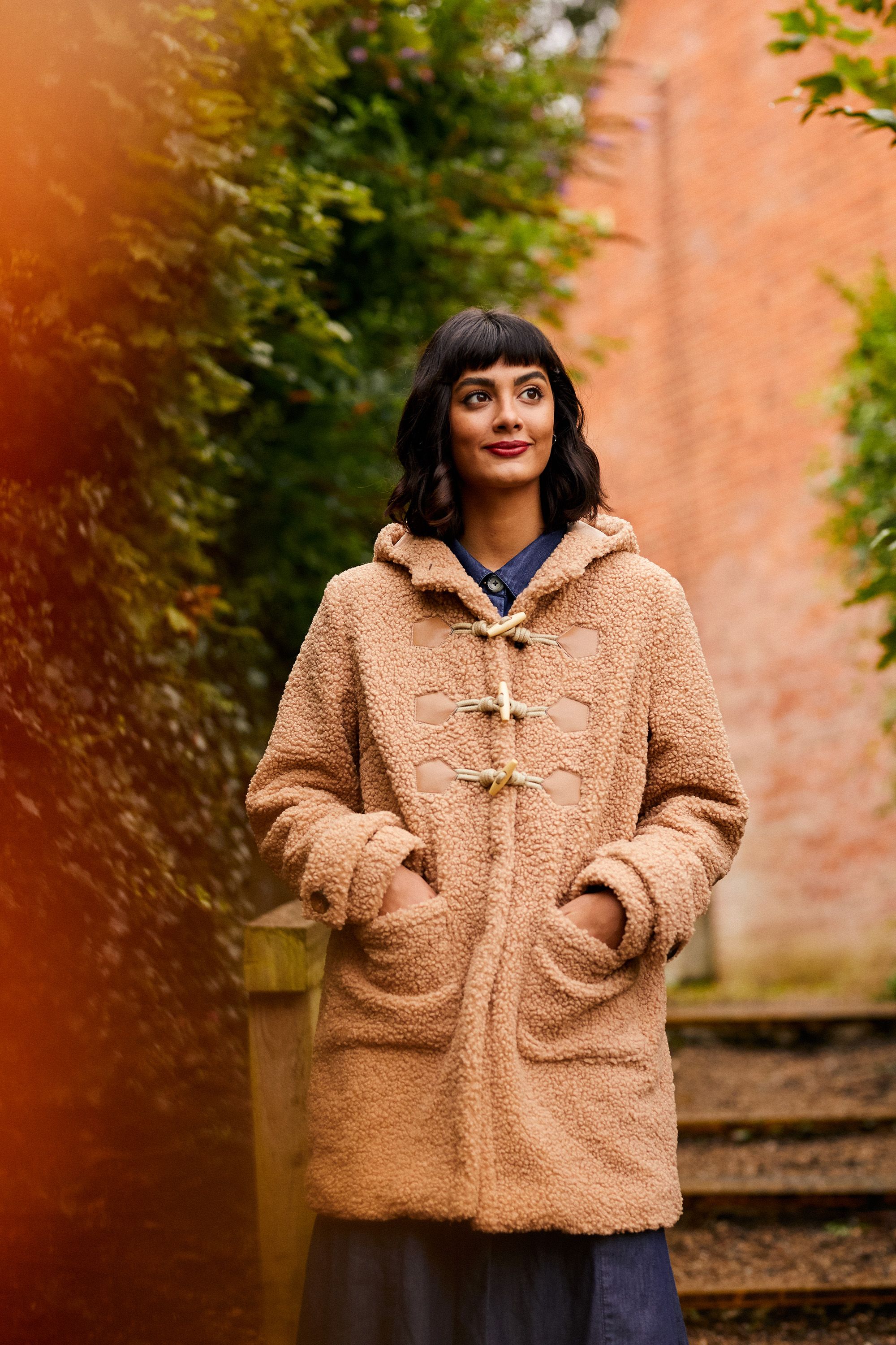 Yumi Camel Teddy Bear Duffle Coat