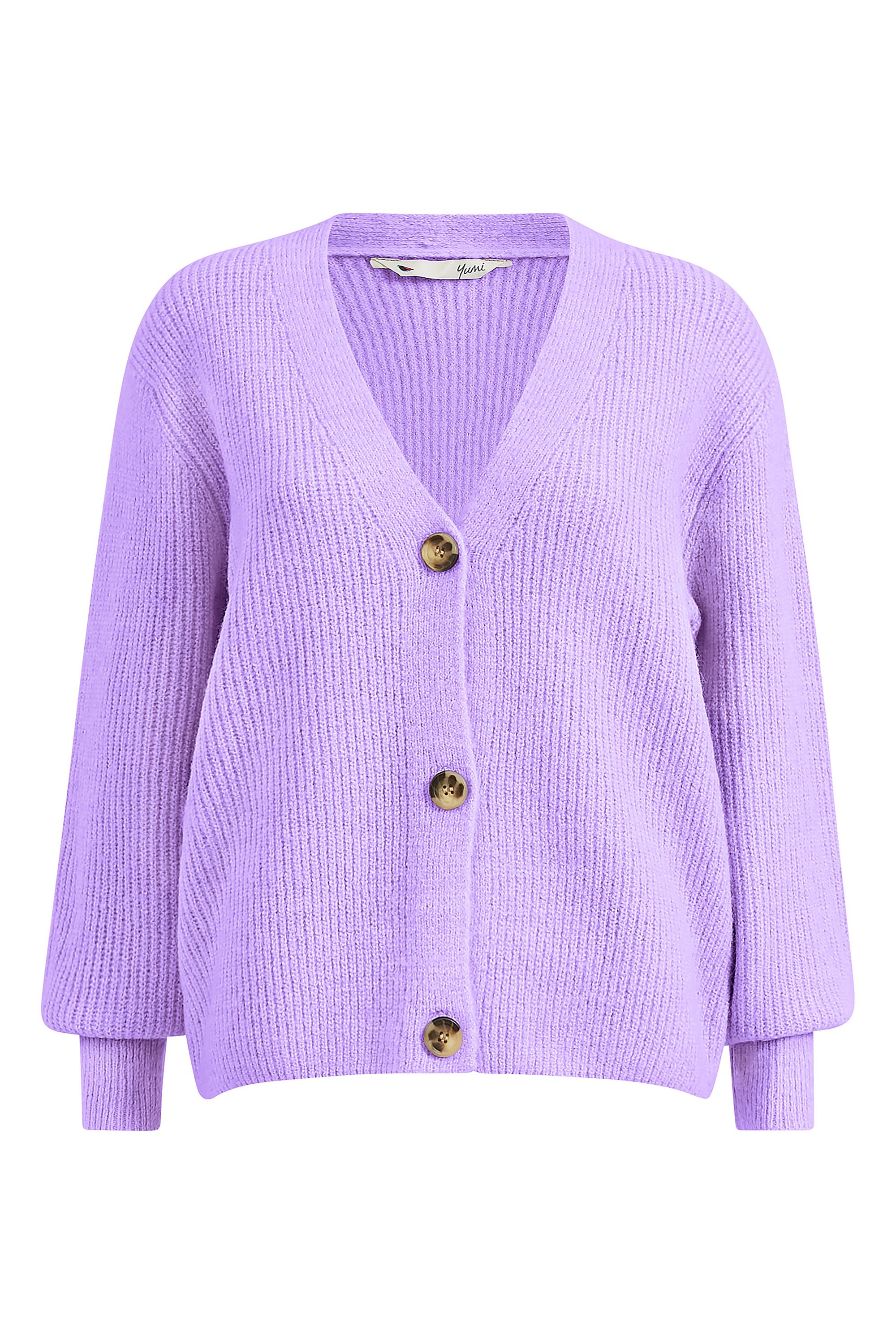 Yumi Lilac Button Front Knitted Cardigan