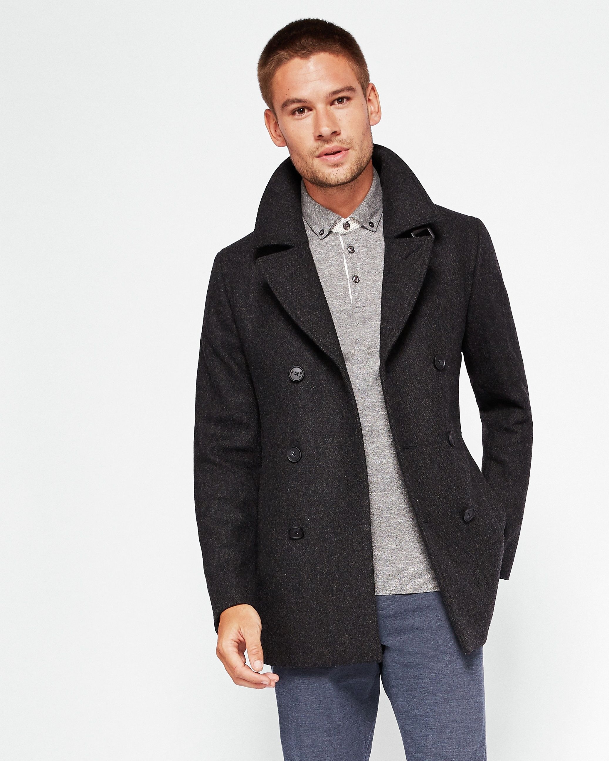 Ted Baker Zachary Wool Peacoat, Charcoal