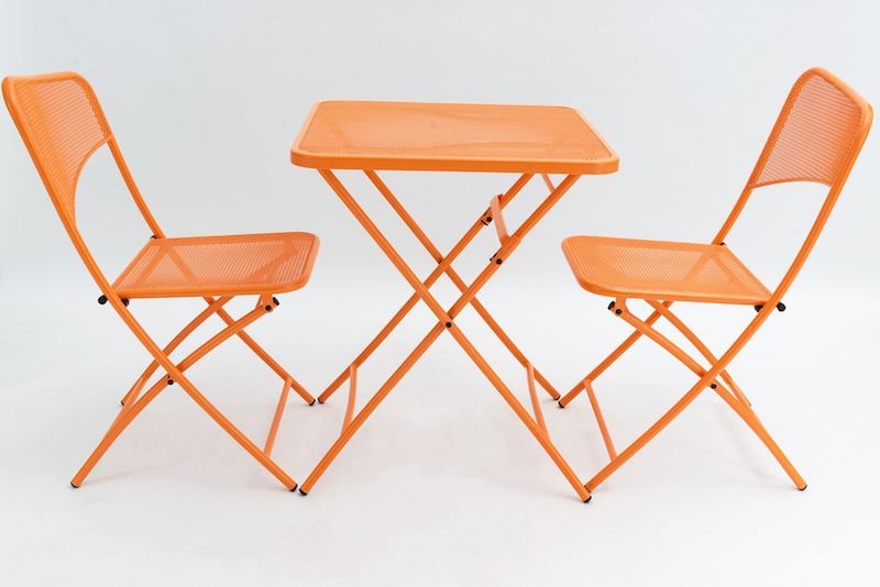 Comfortable folding table and chairs set for the moment of relaxation for both open space and intimate setting.
A set made by love dedicated to people affectionate for humans, animals, and nature:
 
Lovers, sit on these chairs, look each other in the eyes, you don't even welcome time, the air has stopped and the inside world has stopped. It's just you two. For a romantic dinner with your favorite wine and candles, remembering the good moments you have in common: the moment you met for the first time, the one who first confessed his love. The sweet talk that you could go on for a lifetime, those good laughs that still make you smile.
 
Friends, an afternoon coffee break that you chatter about yesterday's shopping, fashion trends, the Sunday afternoon game, the exams you are stressing, the job you are doing, the future you dream of ...
 
Relatives, an interesting chat between parents and children, current issues to support one another, experiences to overcome life's difficulties, family stories with a little imagination, and a modern view.
 
Guests, a warm welcome for guests, take a seat in this space personalized by you and make them feel your generous hospitality.
 
Our set of table and chairs has only made a testimony and has the immense pleasure of being able to accompany you. Immersing in your caresses, cuddles, tenderness, fondling, the relationship between two people who show affection. Thanks for the exchange and recognition that you are doing.


 
PRODUCT DETAILS
Dimensions: (Chair) 54x43x85 (L x W x H)
                       (Table): 60x60x72 (L x W x H)
Color: sap green
Net product weight: 19.5 kg
Packaging dimensions: 0.15 m 3
Package contents: 2 chairs + 1 table.
 
✓ Electroplated and powder coated iron structure, robust and anti-rust.
✓ Base form X, has excellent stability both on the external environment such as the garden, balcony, and internal environment as dining room or on the carpet.
✓ PVC feet, for stability without scratches.
✓ Powder paint protection for long-term enjoyment in the external environment. The weatherproof surface is resistant and easy to clean.
✓ The shape ergonomically adapts to the shape of the body, offering greater comfort.
✓ The comfortable breathable surface guarantees excellent air circulation and maximum comfort on hot days.
✓ Load up to 120KG.
✓ Easy to fold and move, foldable and foldable in seconds.
✓ Very resistant and easy to maintain. The materials of this outdoor furniture require no special maintenance.
✓ In various colors, it gives more combination possibilities, leaves freedom to create a personalized and pleasant space
✓ Ideal for both home and professional use such as bars and bistros.