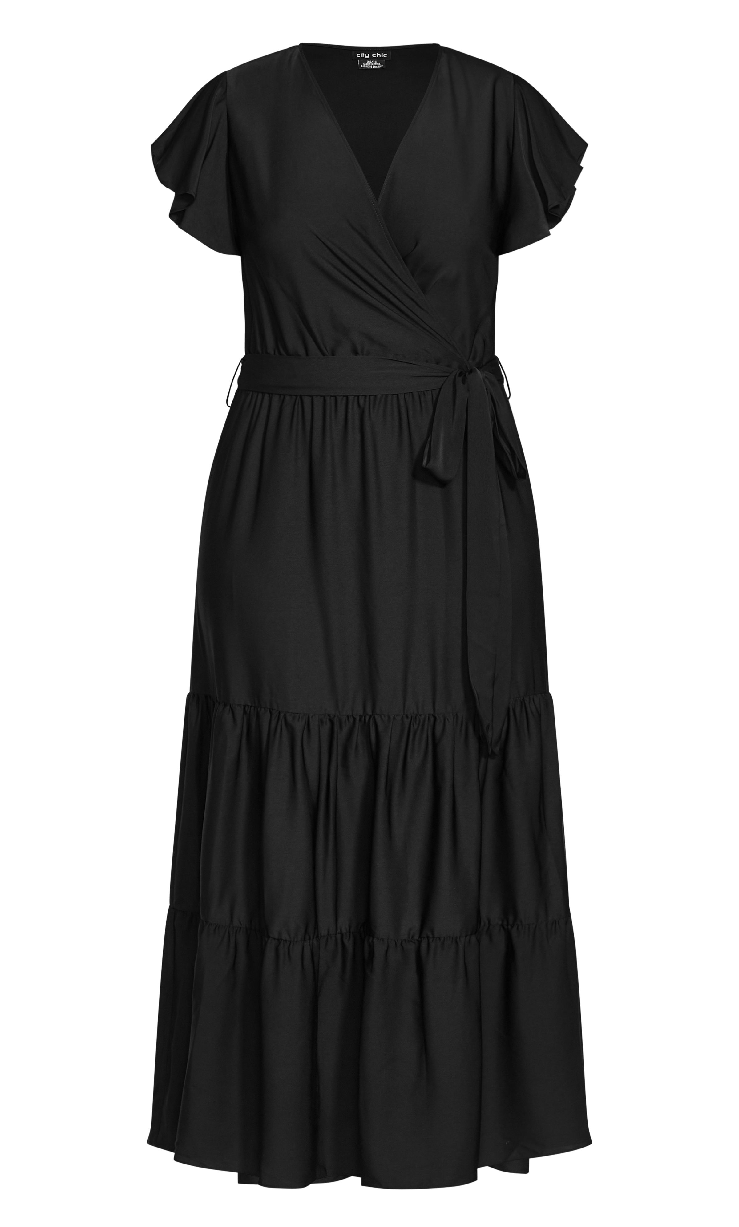 Float into the new season with the Flutter Away Maxi Dress, boasting a feminine silhouette and ruffle tiered skirt. Finished in a flattering faux wrap neckline and elegant tie waist, this draping maxi dress is one graceful ensemble. Key Features Include: - V-neckline - Frilled short sleeves - Elasticated waistband - Removable self-tie waist belt - Faux wrap style - Tiered skirt - Pullover style - Unlined - Maxi length