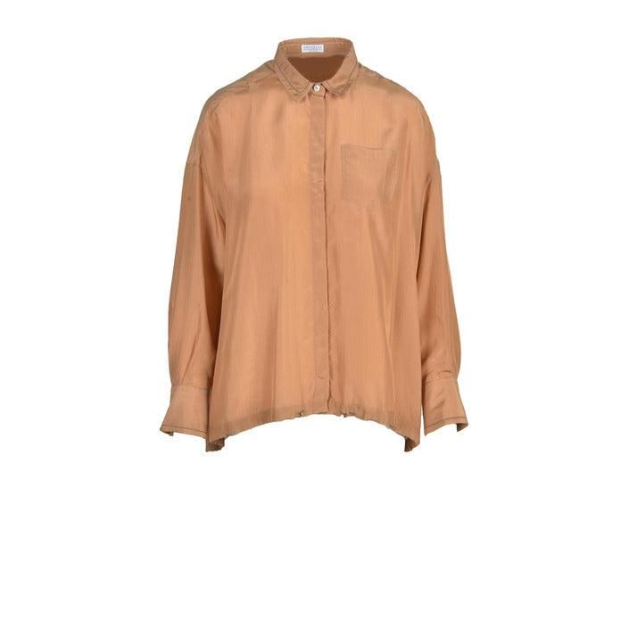 Brand: Brunello Cucinelli
Gender: Women
Type: Shirts
Season: Spring/Summer

PRODUCT DETAIL
• Color: brown
• Pattern: plain
• Fastening: buttons
• Sleeves: long
• Collar: classic

COMPOSITION AND MATERIAL
• Composition: -100% silk 
•  Washing: machine wash at 30°