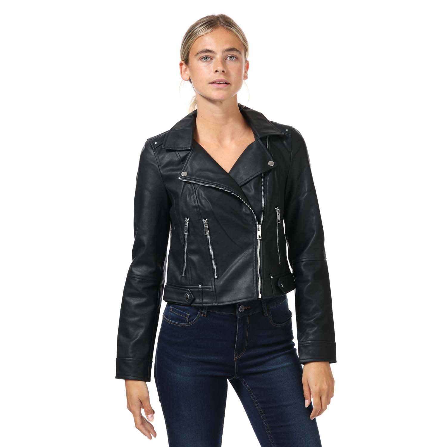 Women's Vero Moda Ally Faux Leather Jacket in Black