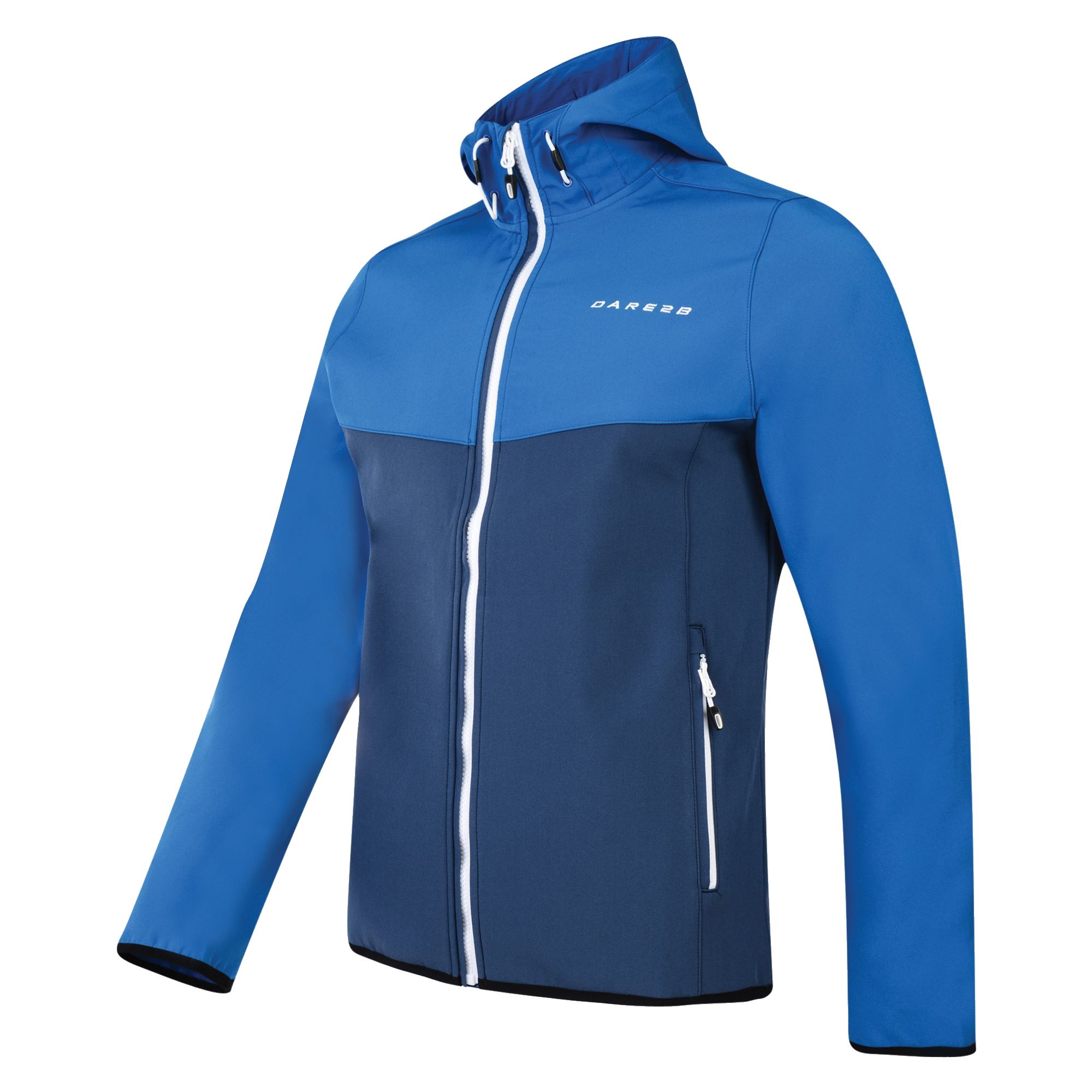 This softshell jacket has a warm backed woven fabric with a stretch binding to cuffs and hem. Wind resistant fabric. 2 lower zip pockets.