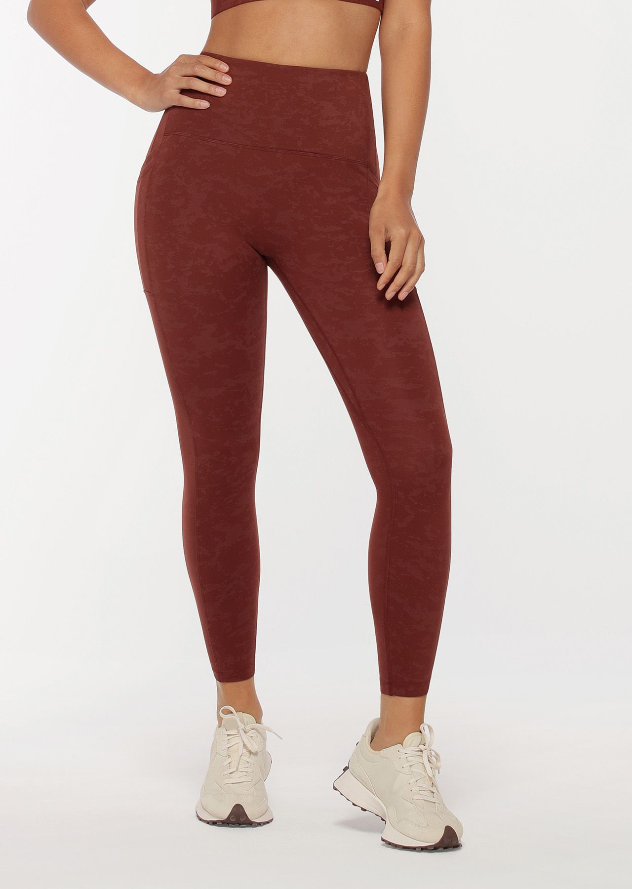 Lorna Jane No Ride Swift Ankle Biter Leggings in Washed Cool Brown