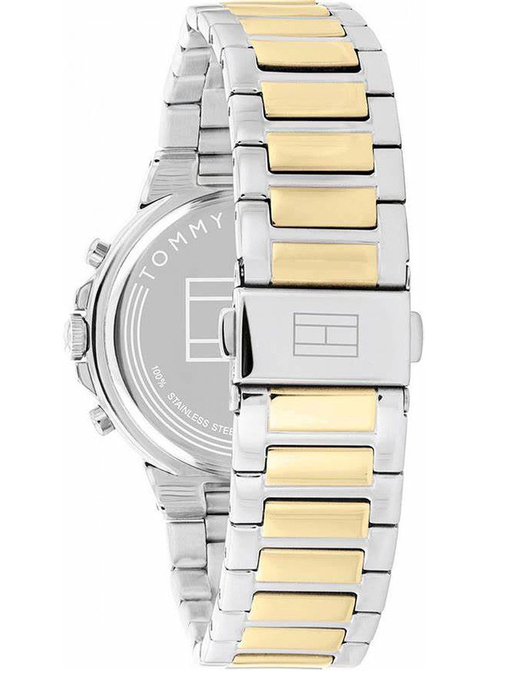 This Tommy Hilfiger Talia Multi Dial Watch for Women is the perfect timepiece to wear or to gift. It's Multicolour 38 mm Round case combined with the comfortable Multicolour Stainless steel watch band will ensure you enjoy this stunning timepiece without any compromise. Operated by a high quality Quartz movement and water resistant to 5 bars, your watch will keep ticking. This watch is suitable for every occasion,whether you are at work, leisure or at the banquet and so on -The watch has a calendar function: Day-Date, 24-hour Display High quality 19 cm length and 19 mm width Multicolour Stainless steel strap with a Fold over with push button clasp Case diameter: 38 mm,case thickness: 8 mm, case colour: Multicolour and dial colour: Silver