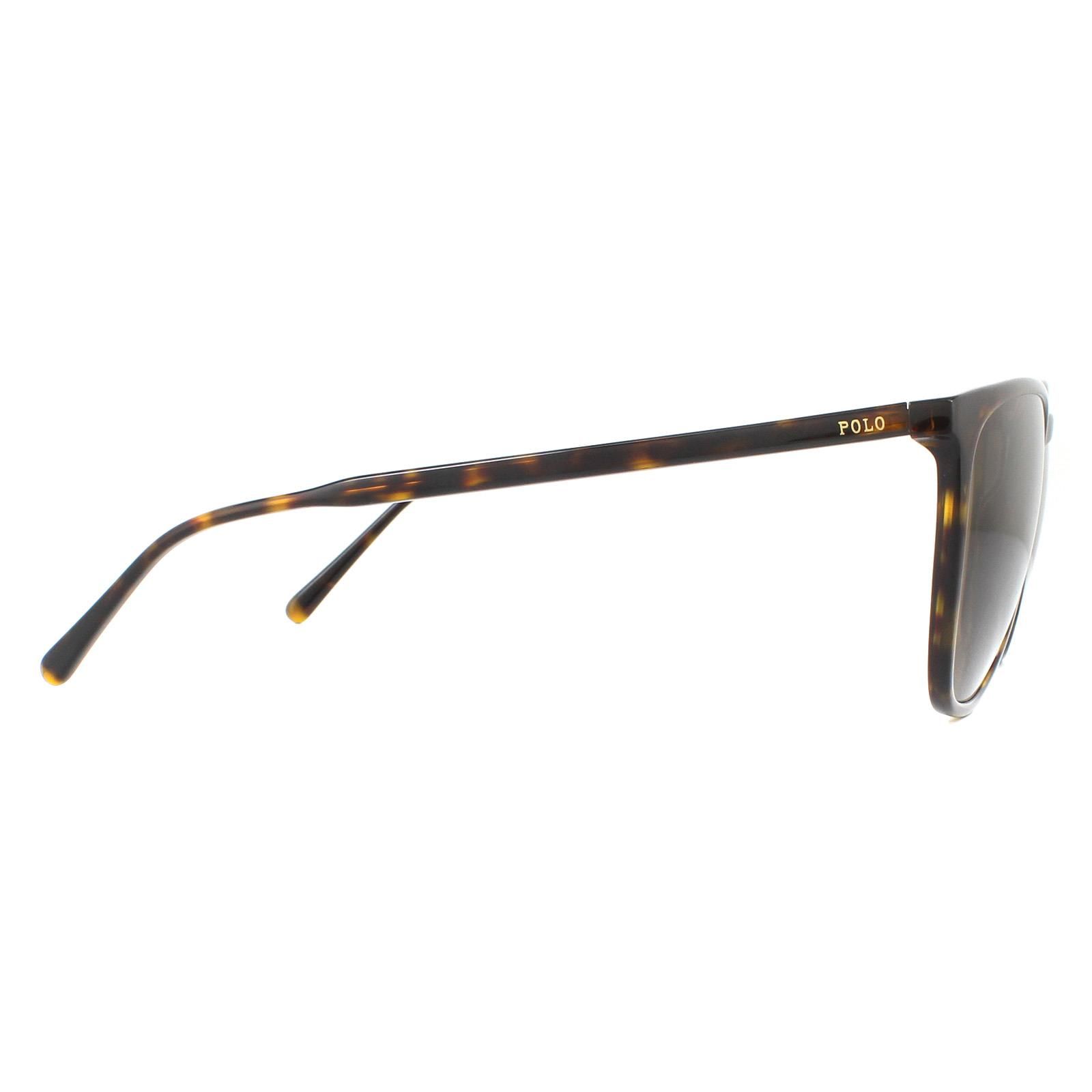 Polo Ralph Lauren Sunglasses PH4141 500373 Shiny Dark Havana Brown are a sleek square style made from lightweight acetate and feature a keyhole bridge and ultra slim temples with the Polo logo.