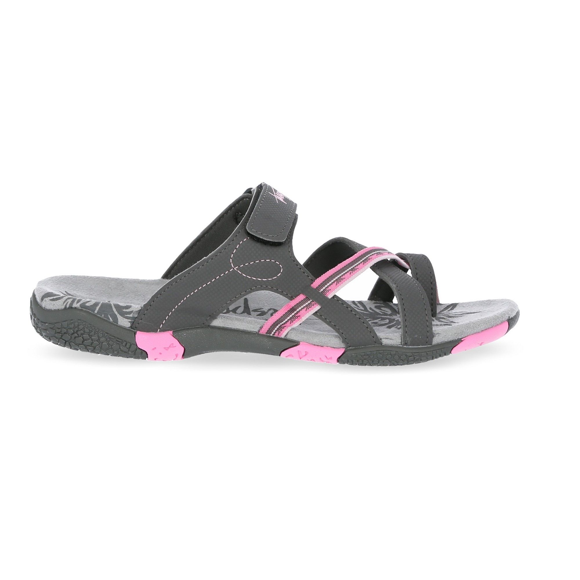 Upper: PU/Textile, Midsole: Moulded EVA, Outsole: TPR. Webbing toe post sandal. Fully lined upper with cushioning. Positive fit 1-point adjustment. Cushioned and moulded footbed. Durable traction outsole.