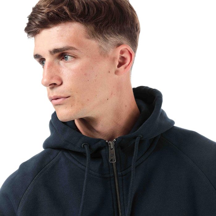 Mens Timberland Basic Zip Hoody in navy.<BR><BR>- Drawcord-adjustable hood.<BR>- Full zip fastening.<BR>- Long sleeves.<BR>- Timberland tree logo embroidered at left chest.<BR>- Kangaroo style pockets to front with ribbed trim.<BR>- Ribbed cuffs and hem.<BR>- Contrast back neck tape.<BR>- 83% Cotton  17% Polyester.  Machine washable.<BR>- Ref: TB0A1W7M 433