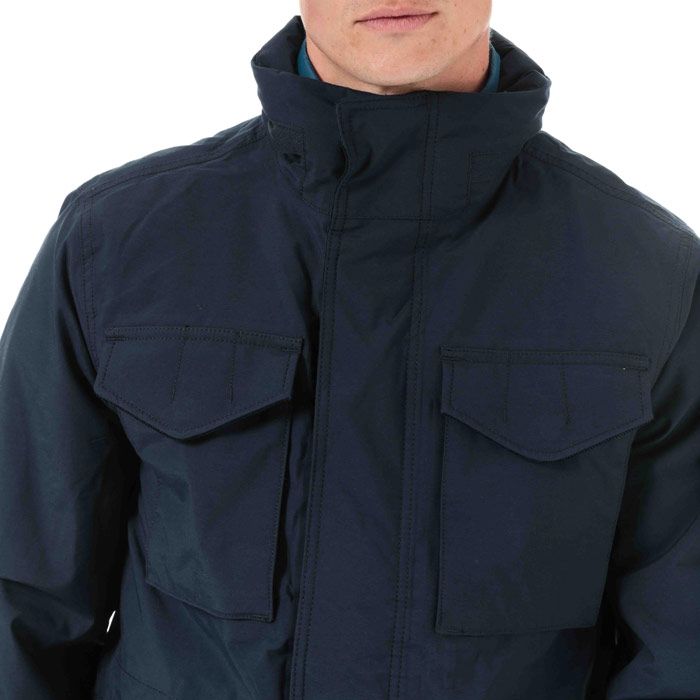 Mens Timberland 3 In 1 M65 Jacket  Navy. <BR><BR>- Part of Timberland's Compatible Layering System: Styles that can be worn on their own or layered together with our other interchangeable outers and liners<BR>- 3-in-1 jacket features a separate waterproof outer and water-resistant inner jacket that can each be worn separately or zipped together for full weather protection<BR>- Outer is fully seam-sealed for complete waterproof protection<BR>- Packable hood zips into collar<BR>- Outer jacket has four front pockets and inner hidden pockets; inner jacket has two front side entry pockets<BR>- Outer is 68% nylon  32% cotton with DWR (durable water-repellent) 2-layer Dryvent™ lamination; lining is 100% polyester mesh<BR>- Inner jacket is 100% water-repellent nylon; lining is 100% polyester<BR>- Ref: A1WTM4331.