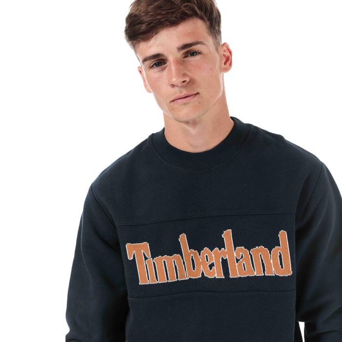 Mens Timberland Cut & Sew Logo Crew Sweatshirt  Navy. <BR><BR>- Crew neck.<BR>- Long sleeves.<BR>- Ribbed collar  cuffs and hems. <BR>- Brushed inner fleece.<BR>- Cut & sew panel construction.<BR>- Branding on chest. <BR>- 80% cotton  20% polyester. Machine washable.<BR>- Ref: A1YPS4331.