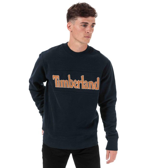 Mens Timberland Cut & Sew Logo Crew Sweatshirt  Navy. <BR><BR>- Crew neck.<BR>- Long sleeves.<BR>- Ribbed collar  cuffs and hems. <BR>- Brushed inner fleece.<BR>- Cut & sew panel construction.<BR>- Branding on chest. <BR>- 80% cotton  20% polyester. Machine washable.<BR>- Ref: A1YPS4331.