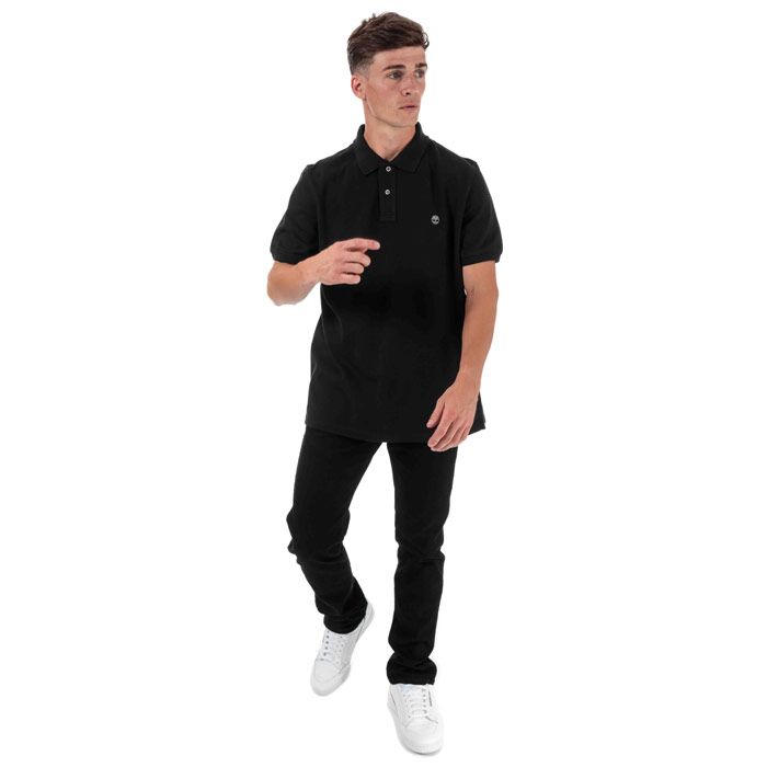 Mens Timberland Miller Rivers Polo Shirt  Black. <BR><BR>- Organic cotton pique. <BR>- Slim fit.<BR>- Contrast internal details. <BR>- Features contrast signature Timberland logo on the chest. <BR>- Relaxed  regular fit. <BR>- 100% cotton.  Machine washable.<BR>- Ref: A1YQV0011