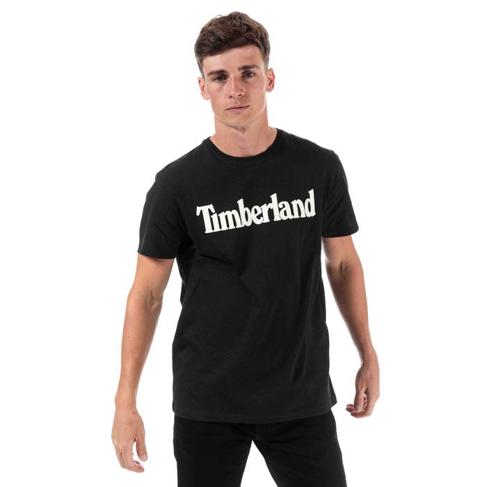 Mens Timberland Kennebec River Brand T-Shirt  Black. <BR><BR>- Short sleeve.<BR>- Ribbed crew neck.<BR>- White embroidered Timberland linear logo printed on chest. <BR>- Tonal back neck tape. <BR>- Soft and comfortable organic cotton jersey. <BR>- Regular fit. <BR>- 100% Organic cotton.  Machine washable.<BR>- Ref: A1YUY0011.