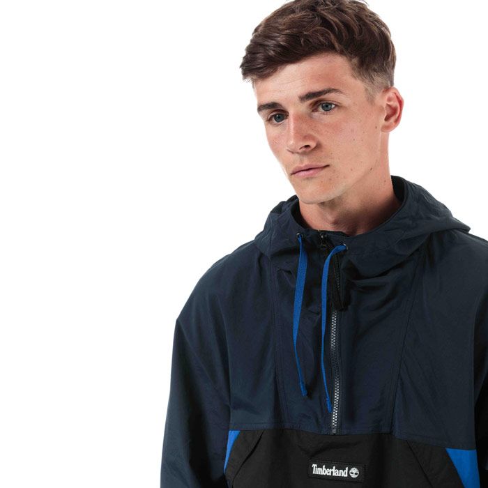 Mens Timberland YC Trial Pullover Jacket  Navy.  <BR><BR>- Bold colour-blocking. <BR>- Water-repellant. <BR>- Elasticated cuffs and hood.<BR>- Centre back length: 76.2cm-30cm. <BR>- 100% Nylon. Machine washable.<BR>- Ref: A1Z8GW891.