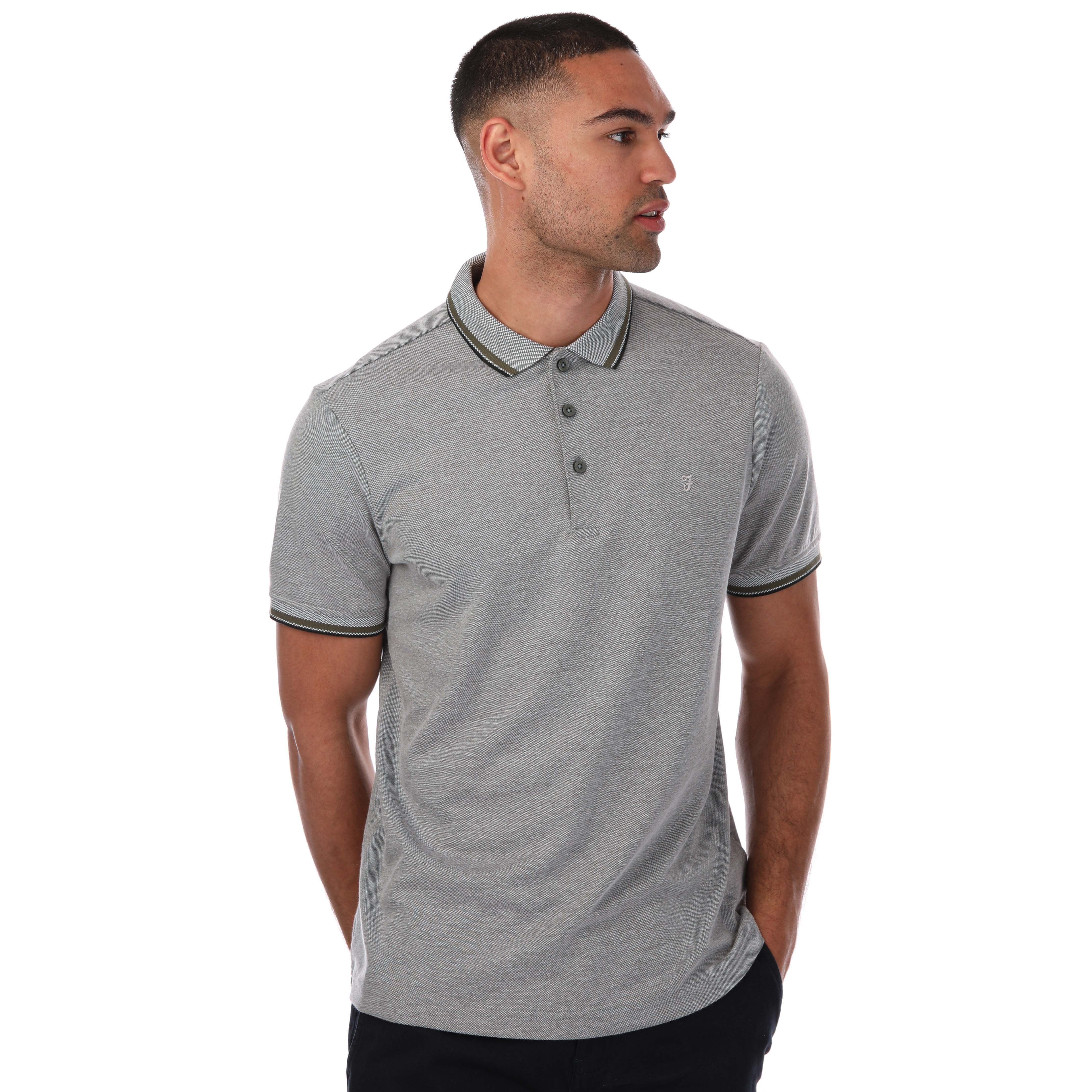 Men's Farah Larry Birdseye Polo Shirt in Grey